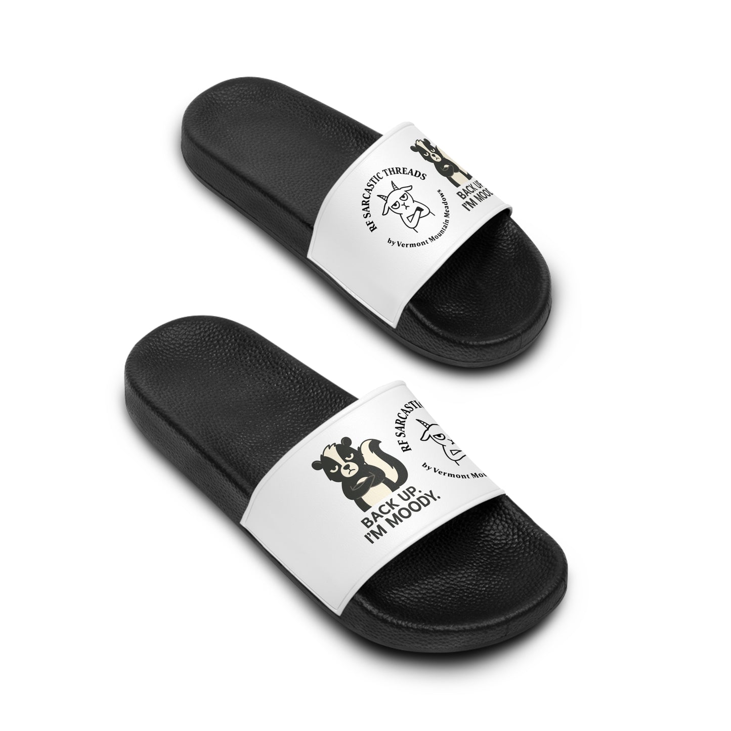 Skunk Graphic Women's Slide Sandals — Moody, Funny & Sarcastic