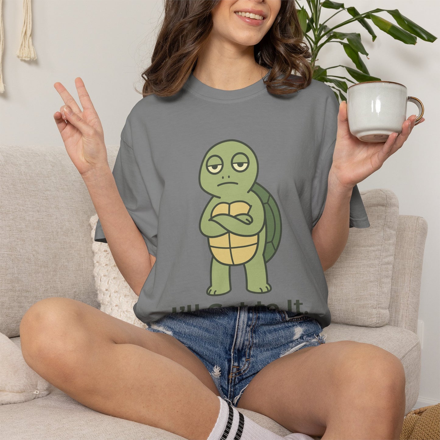 Procrastination Supreme Turtle T-Shirt — Stubborn Turtle with Arms Crossed