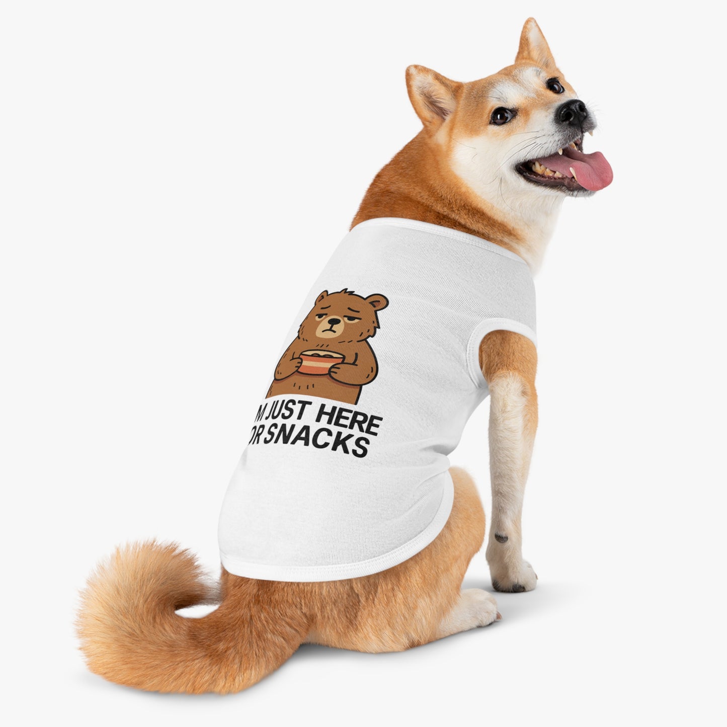 Pet Tank Top — "I'm Just Here for Snacks" Cute Bear Dog Shirt