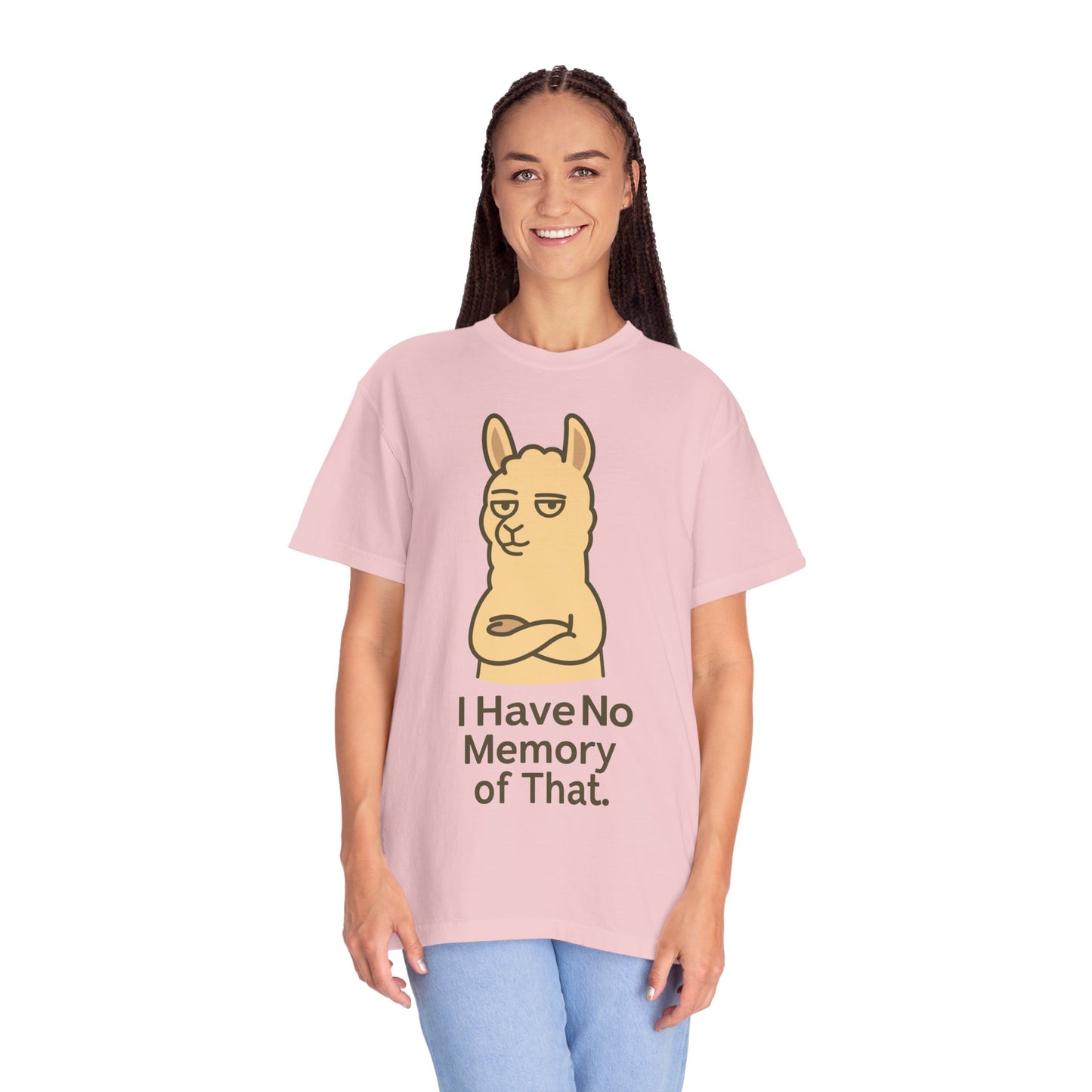 Funny Sarcastic Llama T-Shirt — "Has No Memory" Graphic Tee