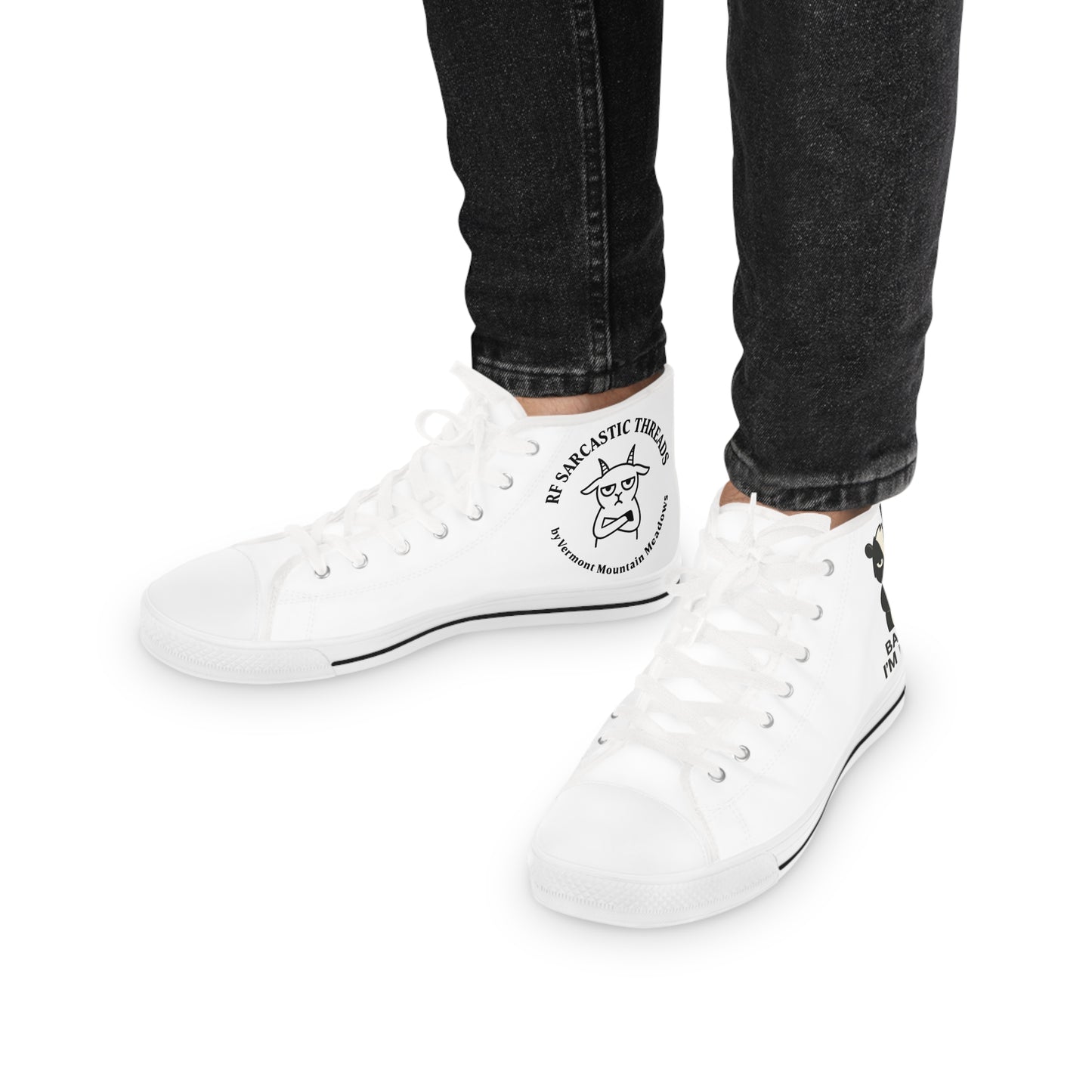 High Top Sneakers — Retro Cat Graphic "Wake Up, Nobody."