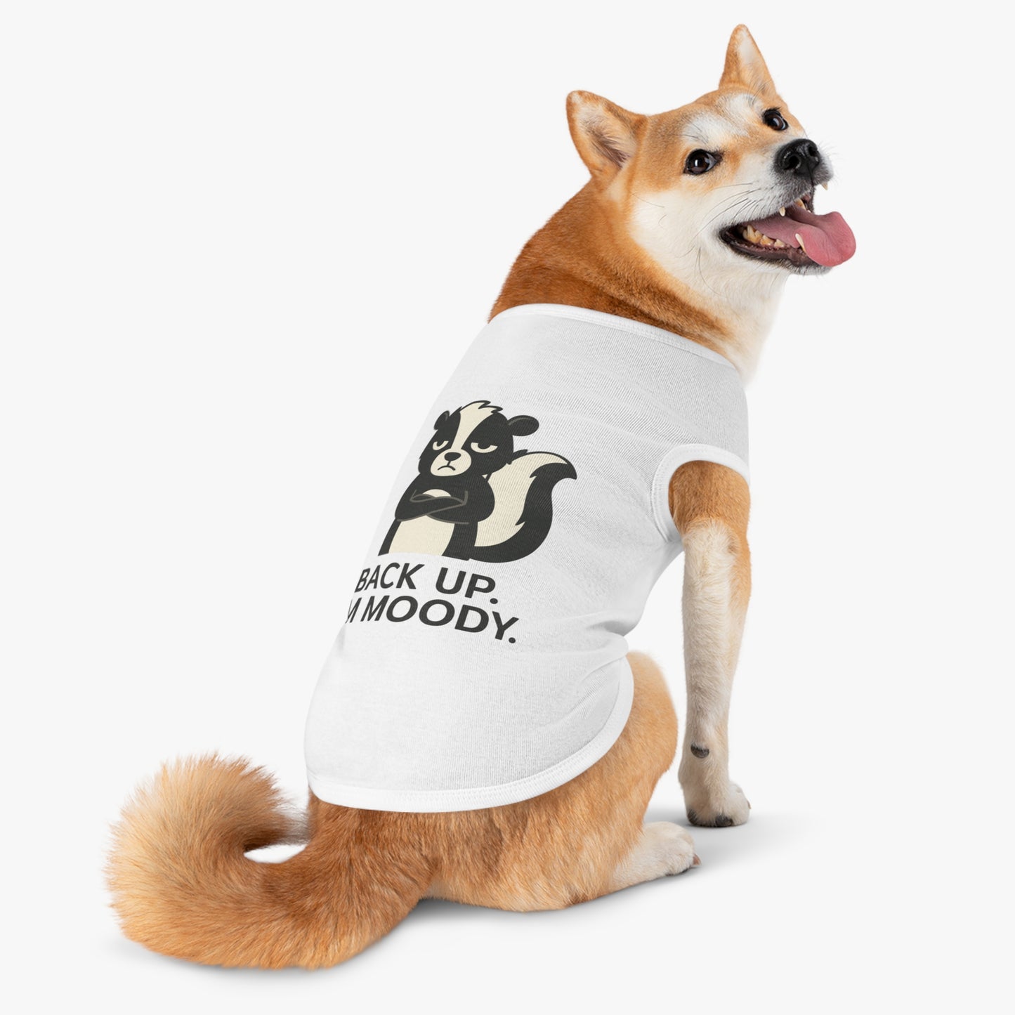 Pet Tank Top — "Back Up, I'm Moody" Skunk Graphic Dog Tank