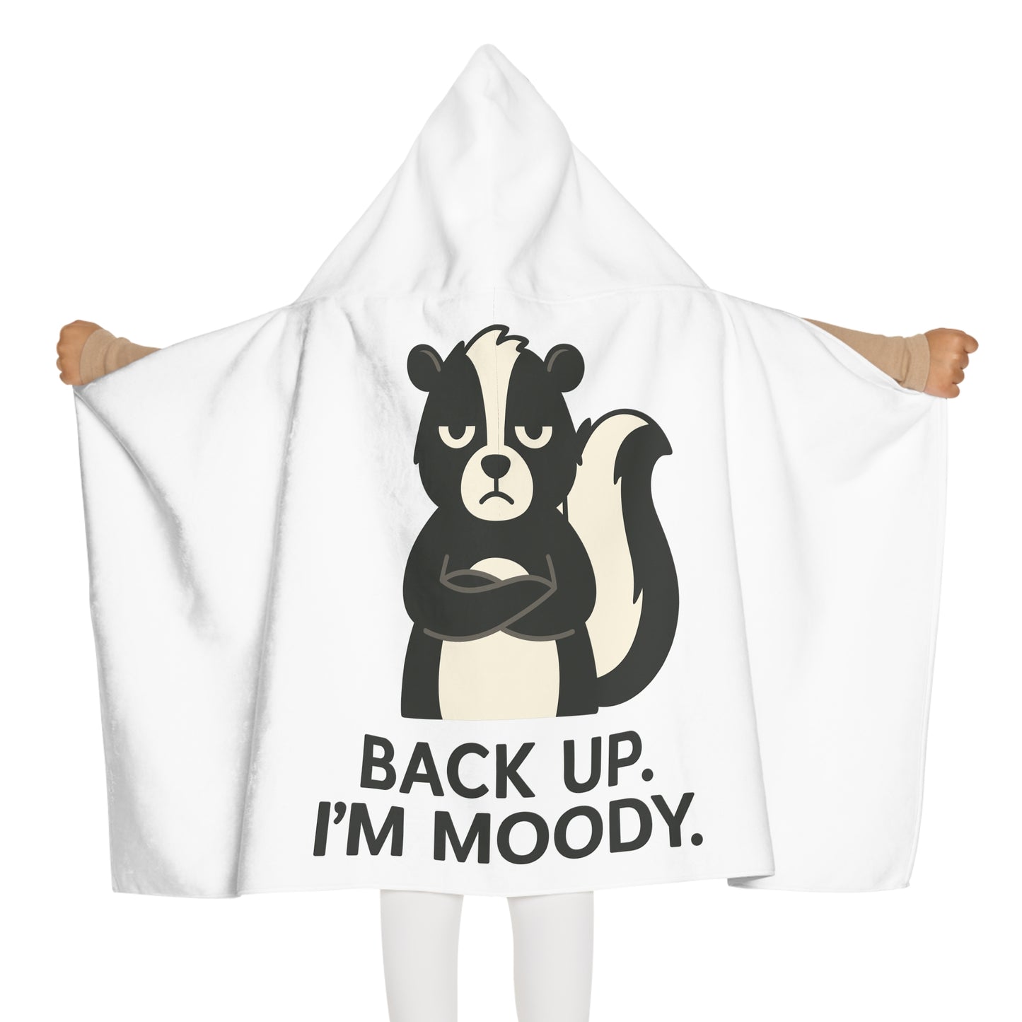 Youth Hooded Towel — Funny Skunk 'Back Off I Am Moody' Kids Hooded Towel