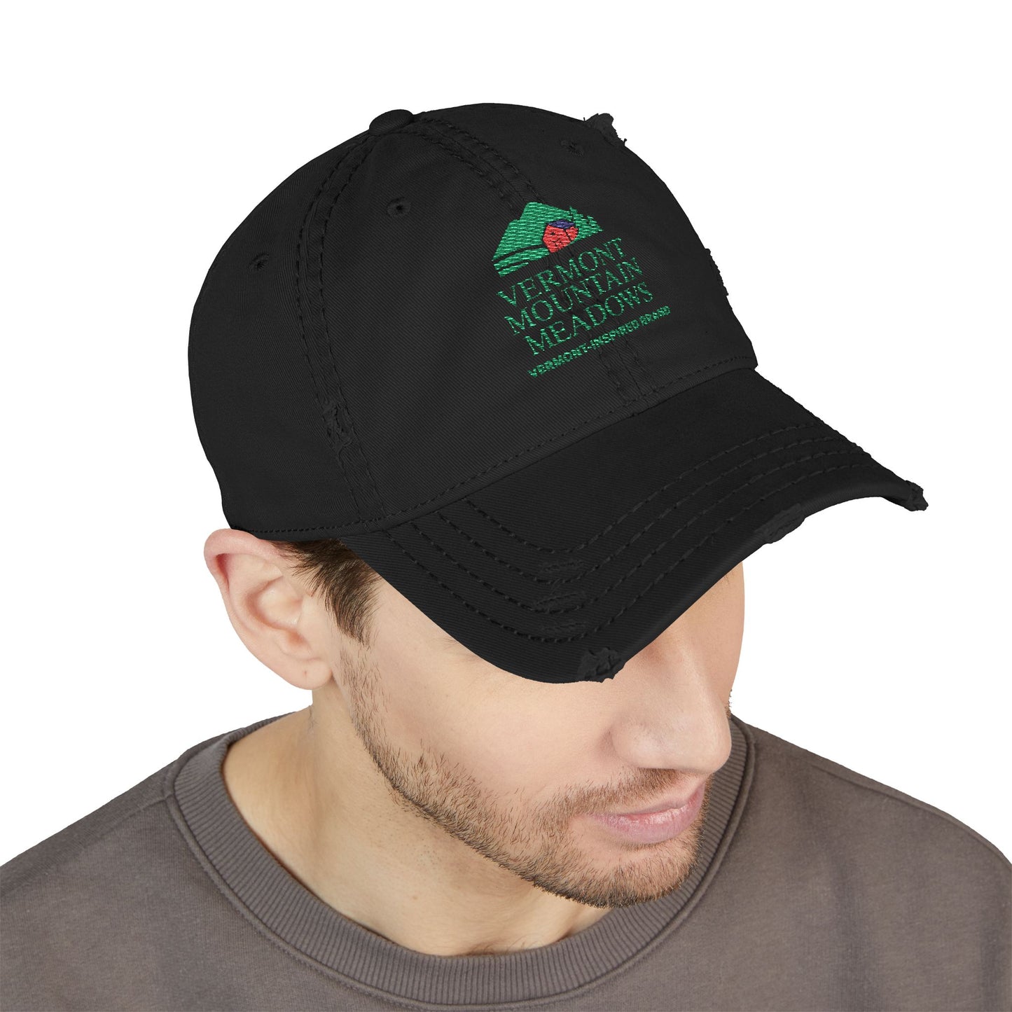 Vermont-Inspired Distressed Embroidered Dad Hat
