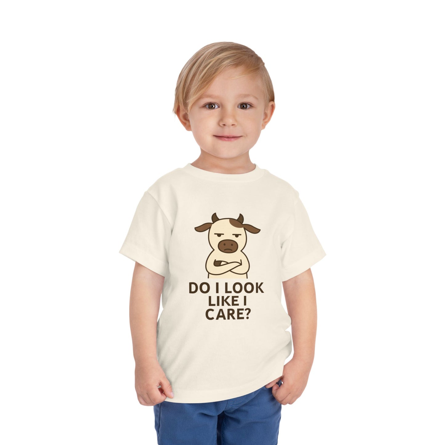Do I Look Like I Care? Toddler Tee — Funny Sarcastic Cow Shirt for Kids