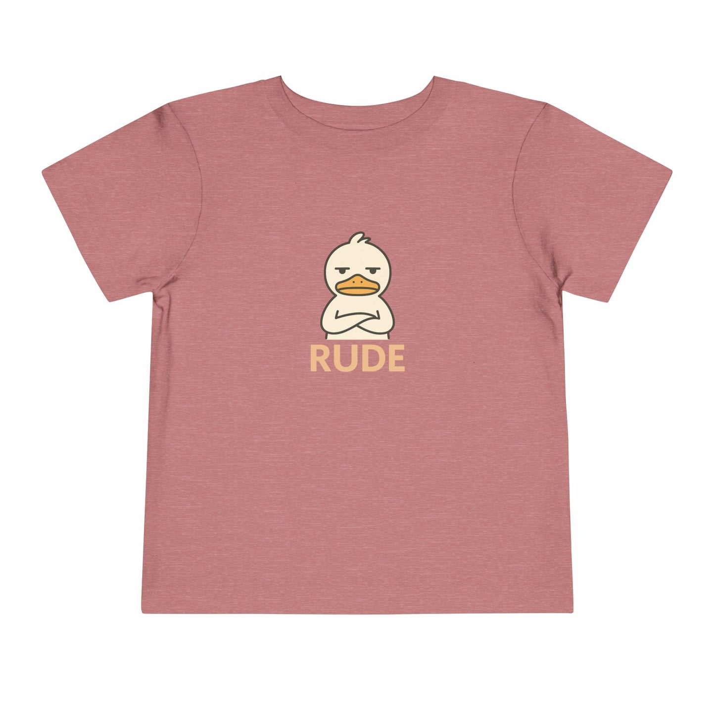 Toddler Tee — "RUDE" Grumpy Duck Kids Shirt (Playful Sarcastic Design)