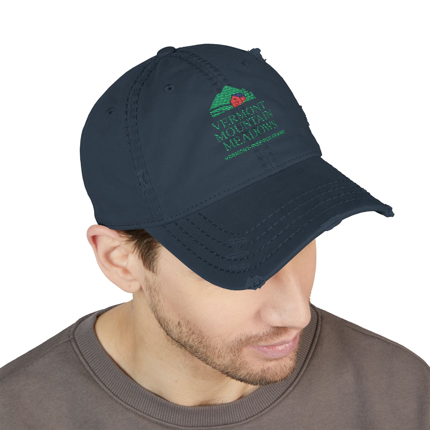 Vermont-Inspired Distressed Embroidered Dad Hat