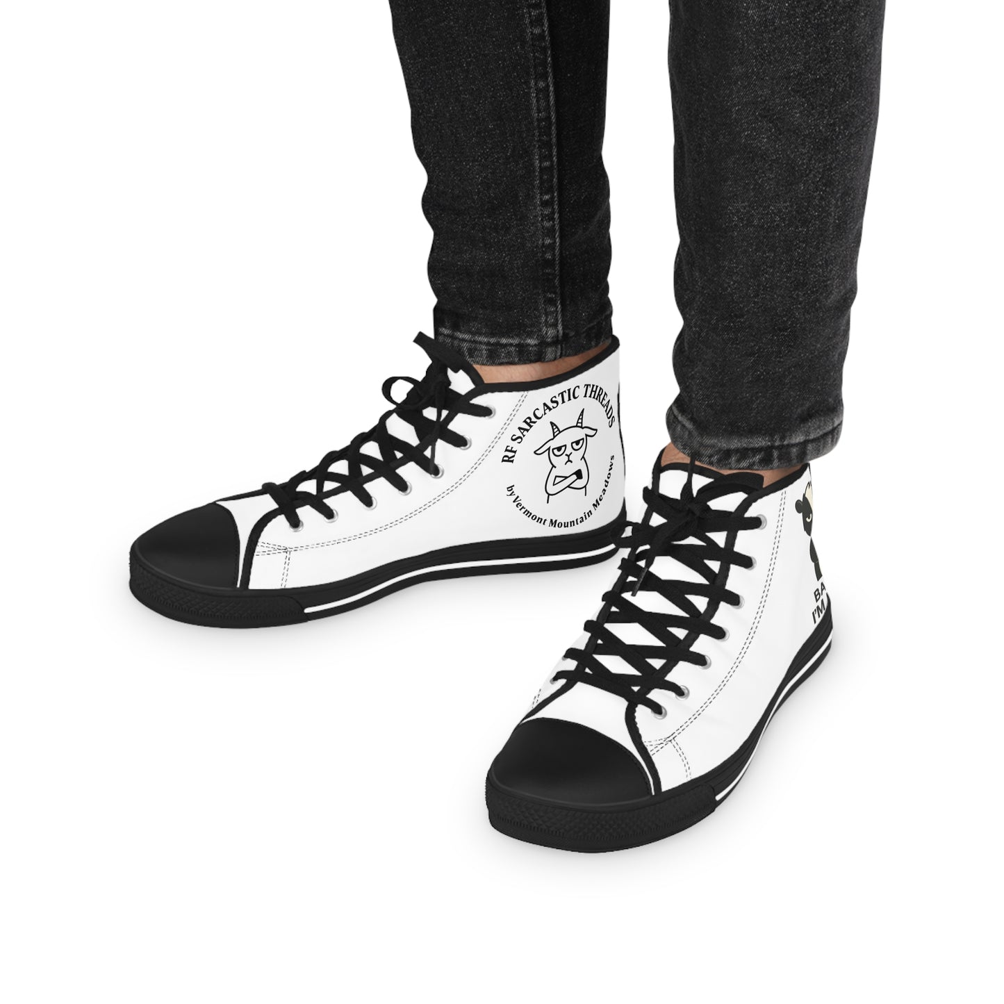High Top Sneakers — Retro Cat Graphic "Wake Up, Nobody."