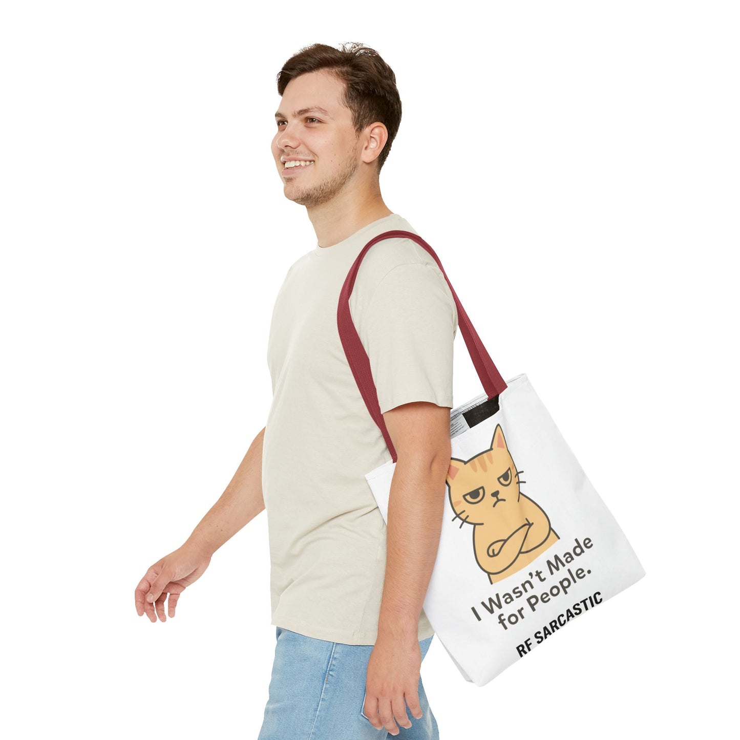 Cat Tote Bag — "I Wasn't Made for People" Funny Cat Lover Tote