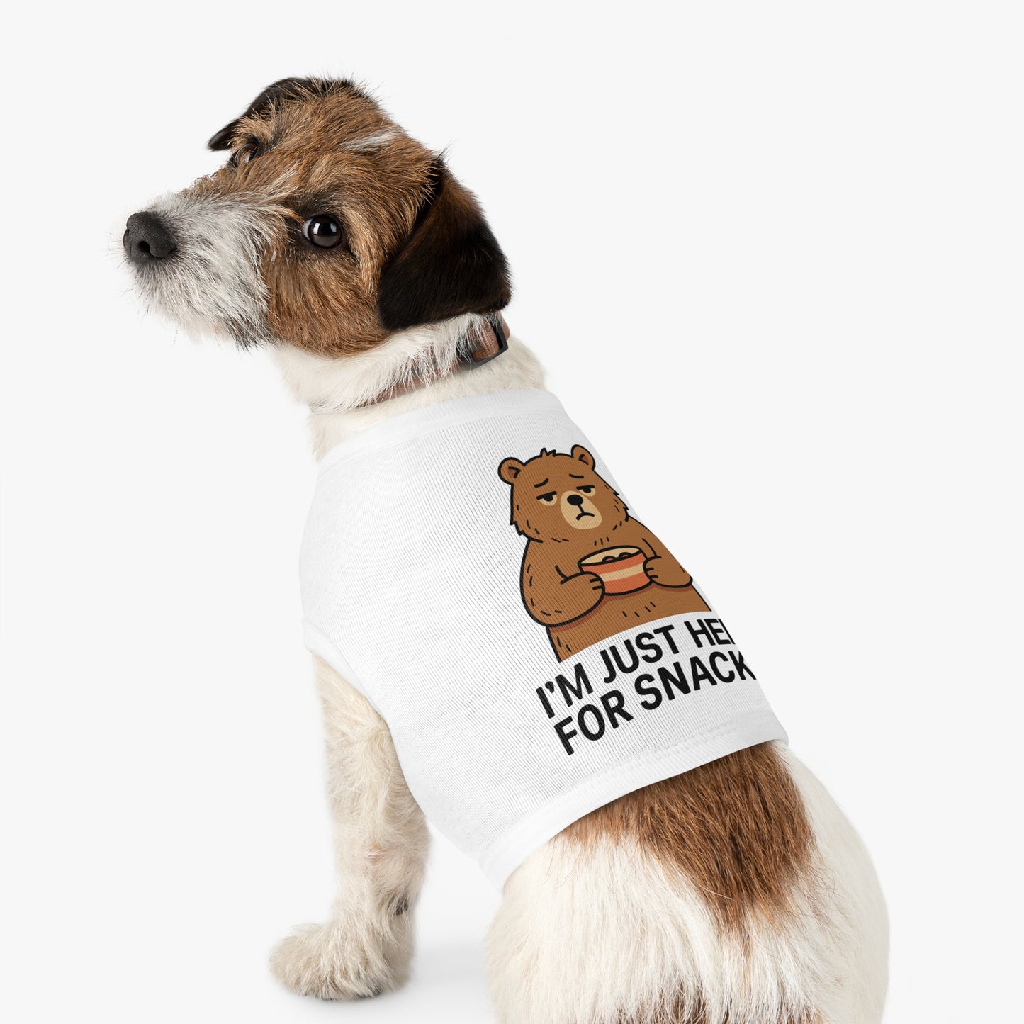 Pet Tank Top — "I'm Just Here for Snacks" Cute Bear Dog Shirt