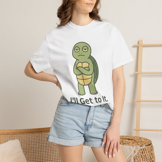 Procrastination Supreme Turtle T-Shirt — Stubborn Turtle with Arms Crossed