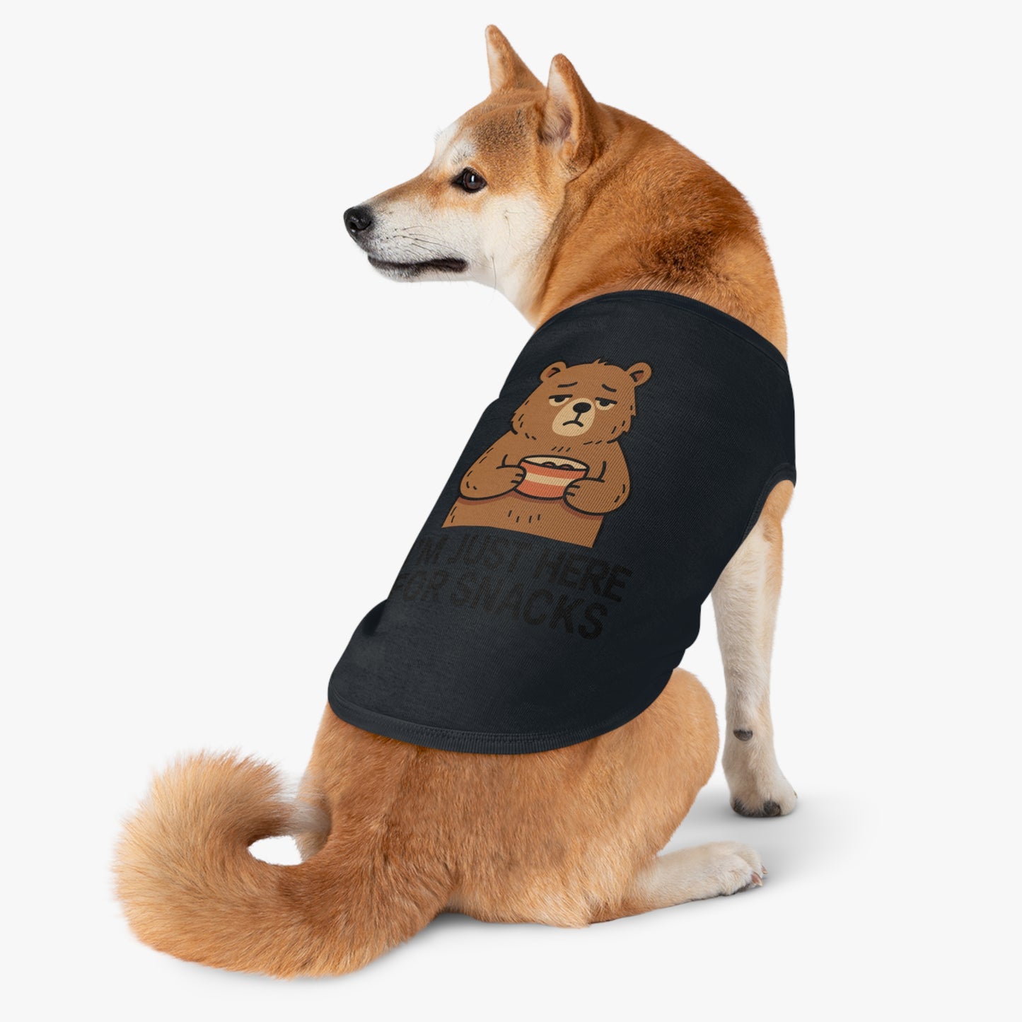 Pet Tank Top — "I'm Just Here for Snacks" Cute Bear Dog Shirt