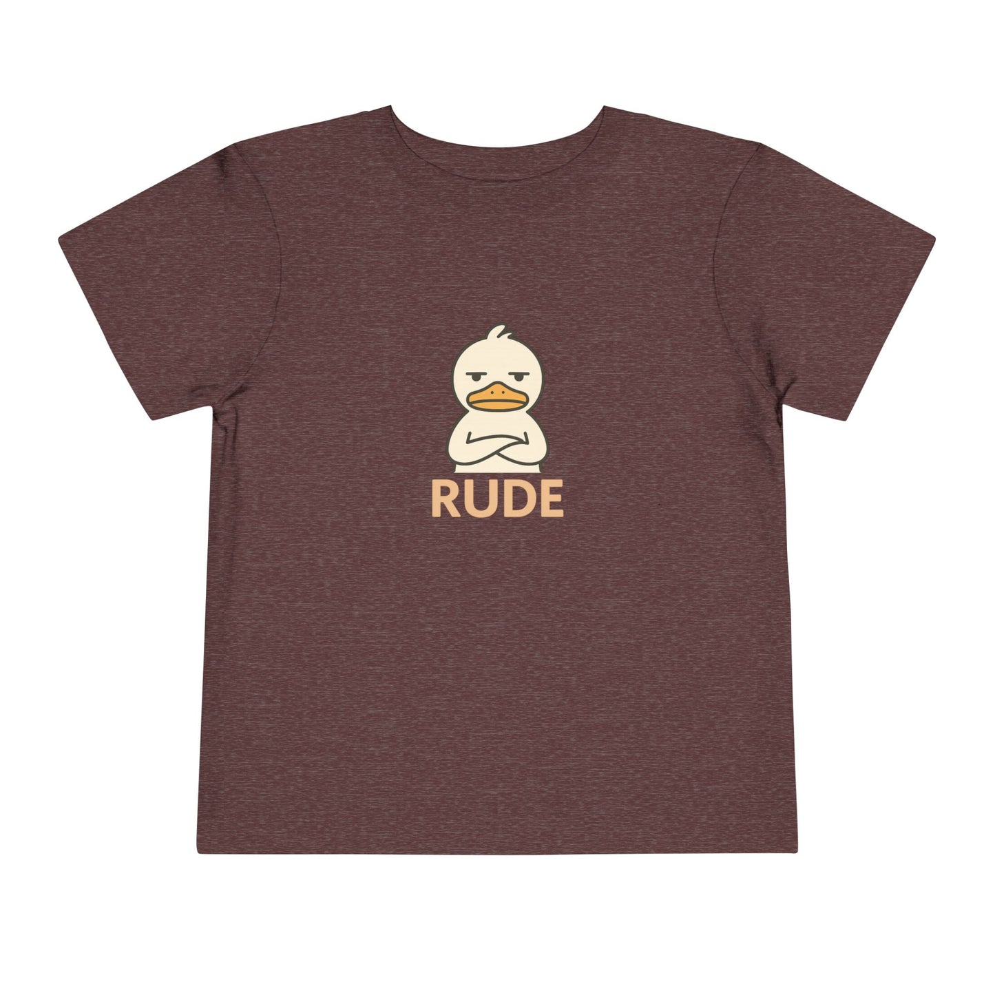 Toddler Tee — "RUDE" Grumpy Duck Kids Shirt (Playful Sarcastic Design)