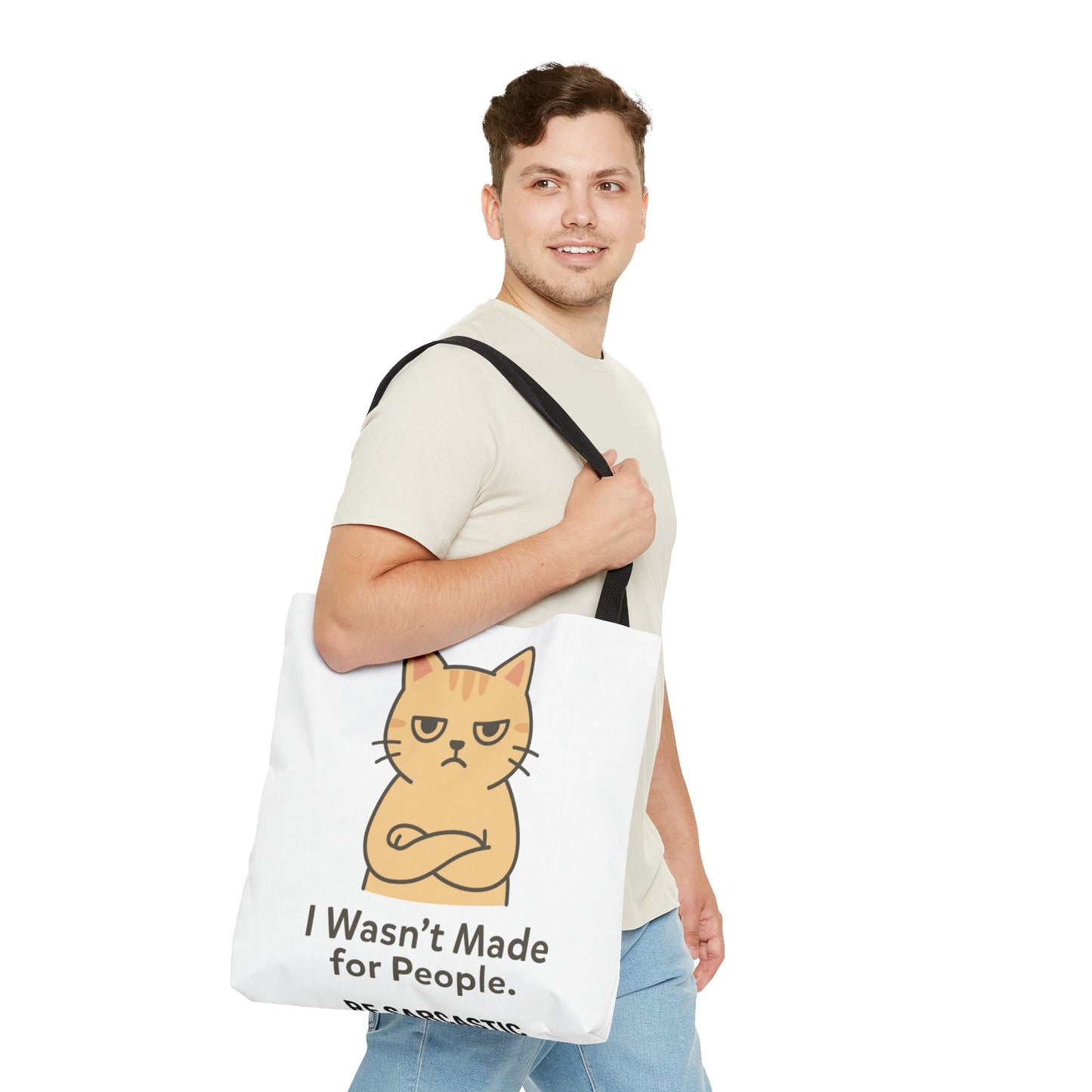 Cat Tote Bag — "I Wasn't Made for People" Funny Cat Lover Tote
