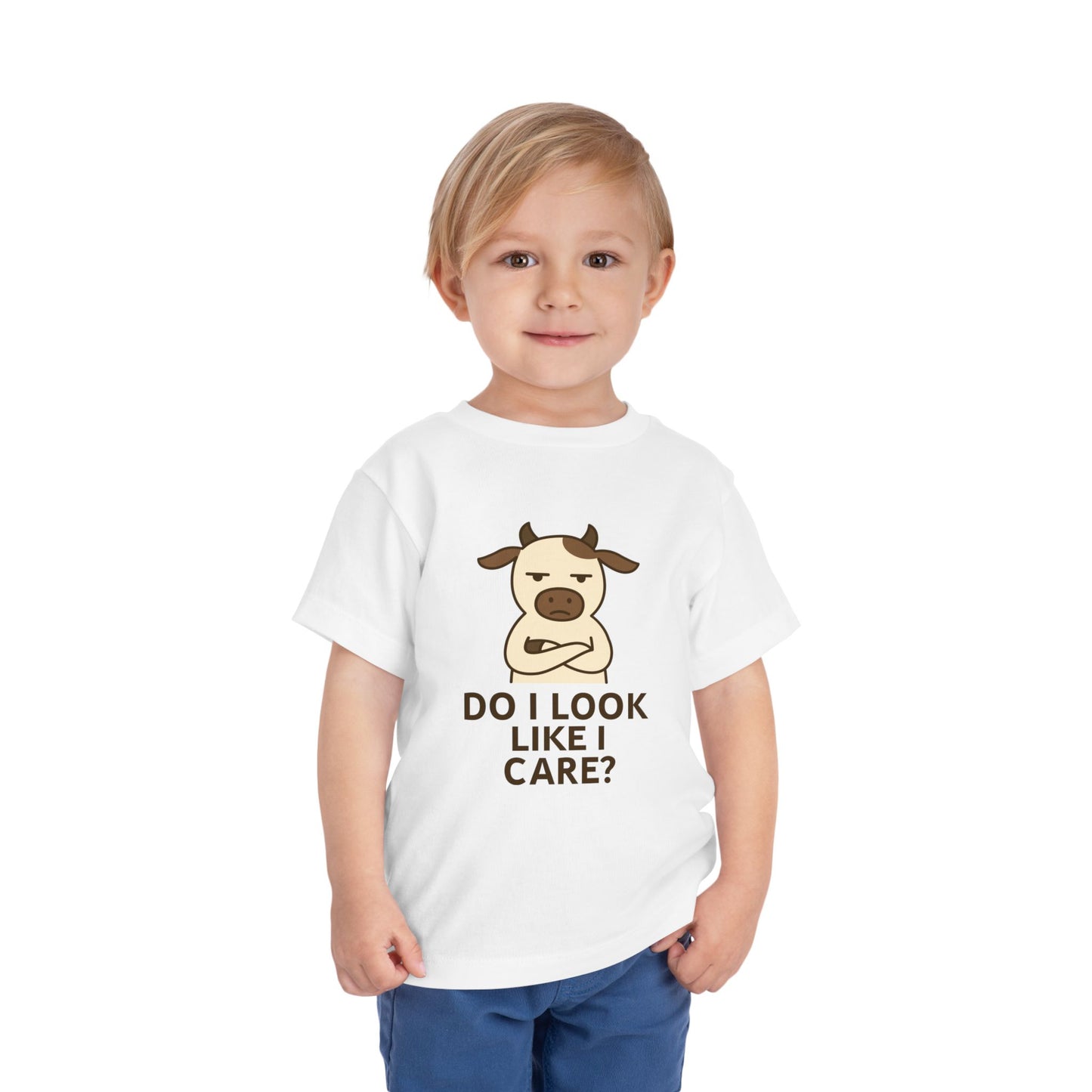 Do I Look Like I Care? Toddler Tee — Funny Sarcastic Cow Shirt for Kids