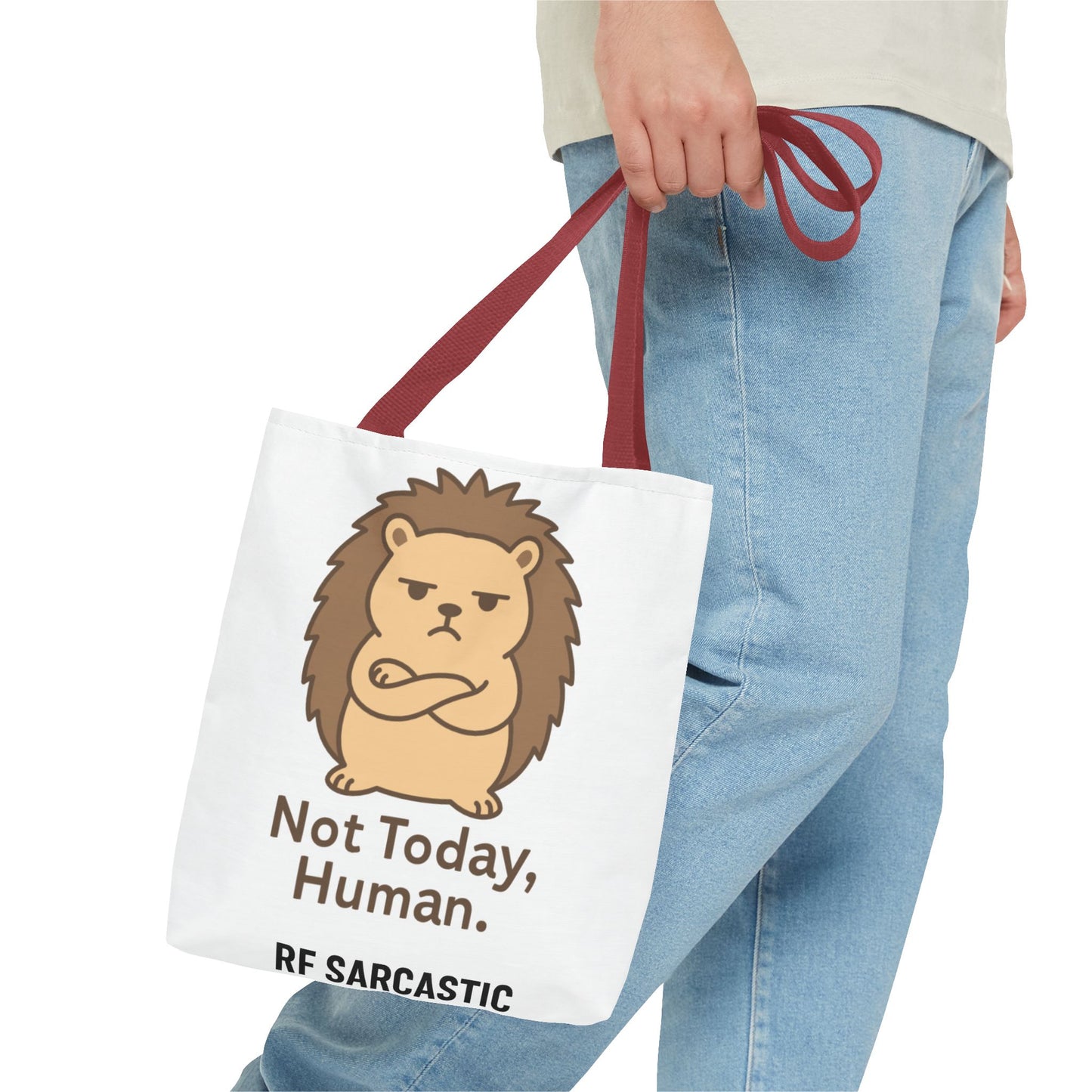Not Today, Human. Lion Tote Bag – Cute Grumpy Animal Canvas Tote