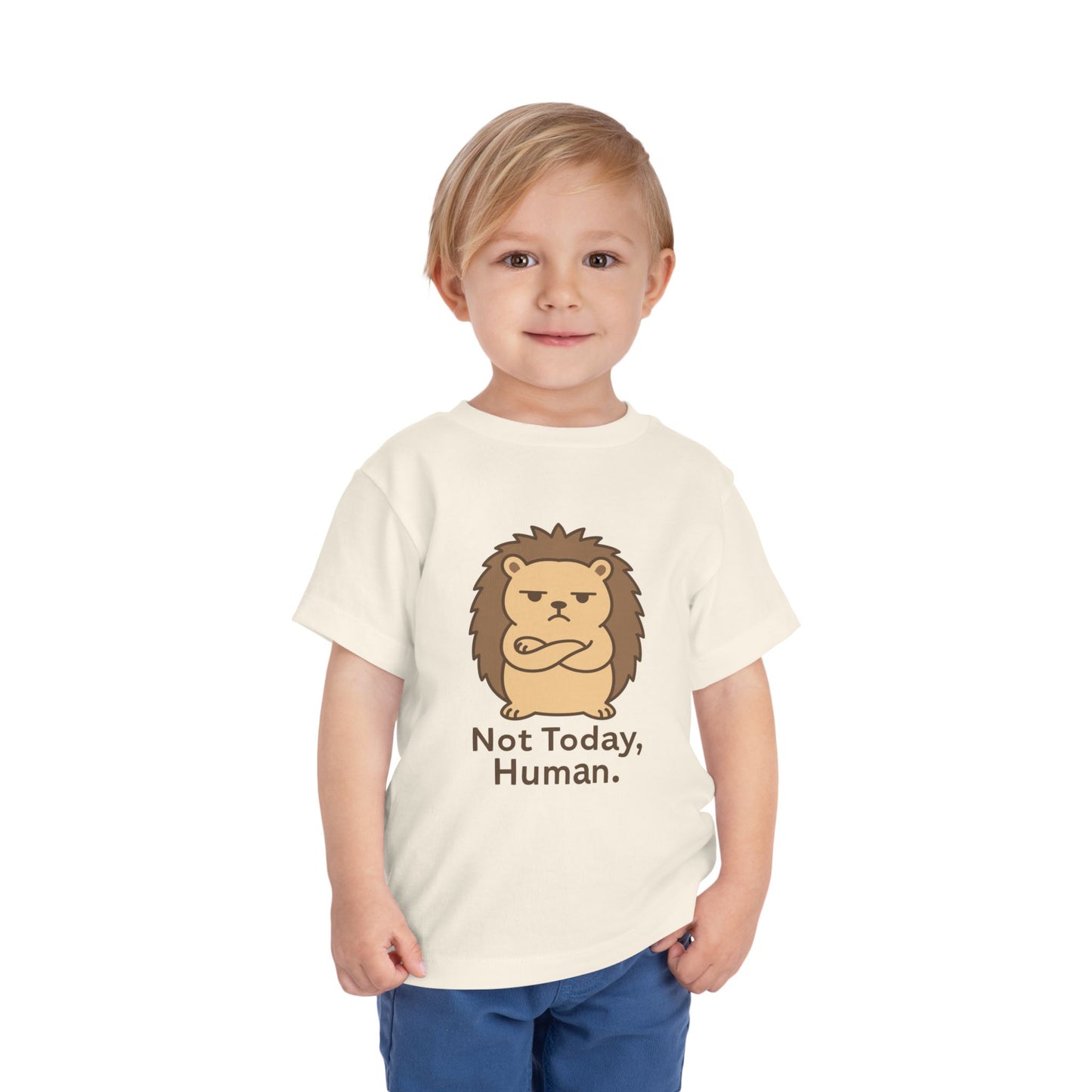 Toddler Tee — "Not Today, Human" Grumpy Hedgehog Funny Kids Shirt