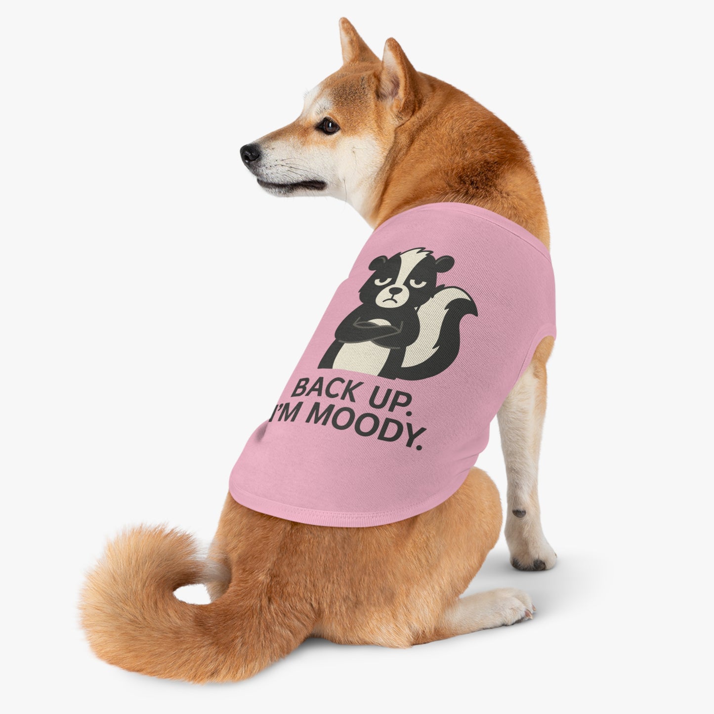 Pet Tank Top — "Back Up, I'm Moody" Skunk Graphic Dog Tank