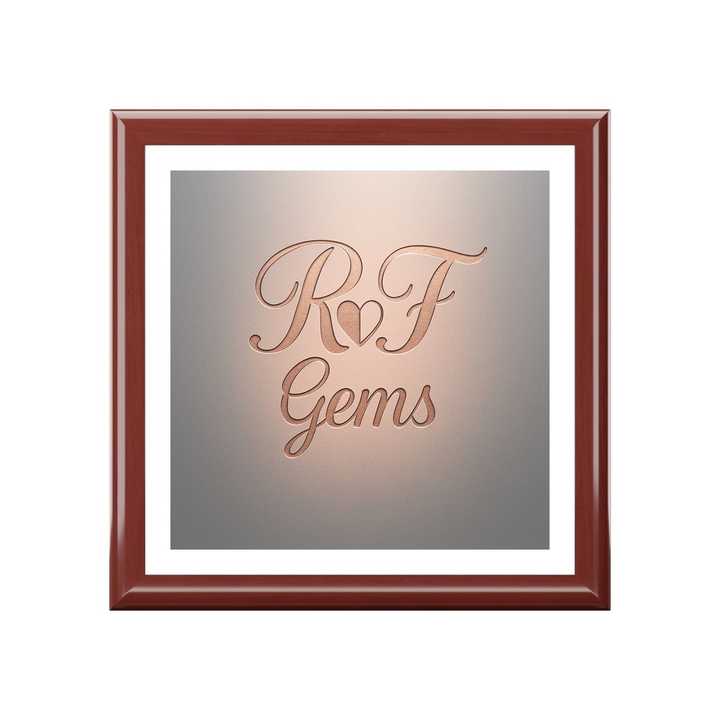 Engraved RF Gems Jewelry Box — Personalized Rose Gold Monogram Keepsake Box