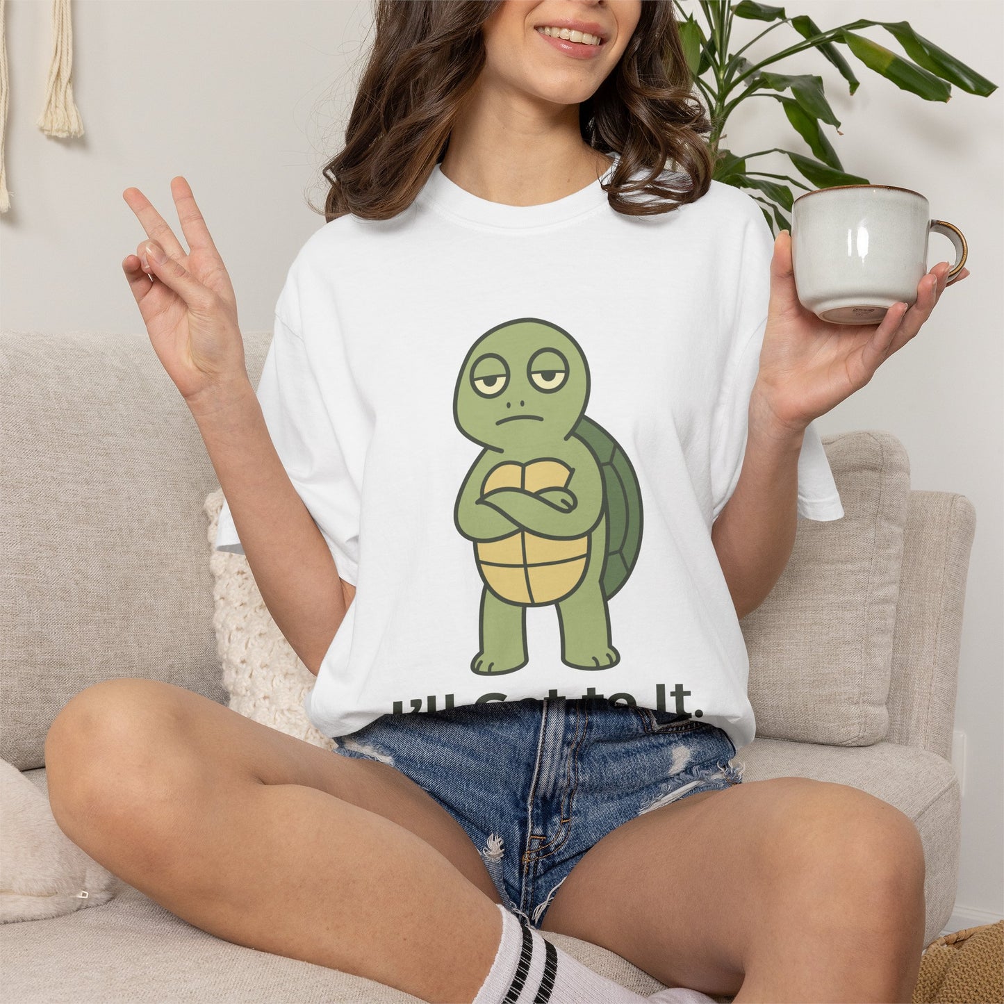 Procrastination Supreme Turtle T-Shirt — Stubborn Turtle with Arms Crossed