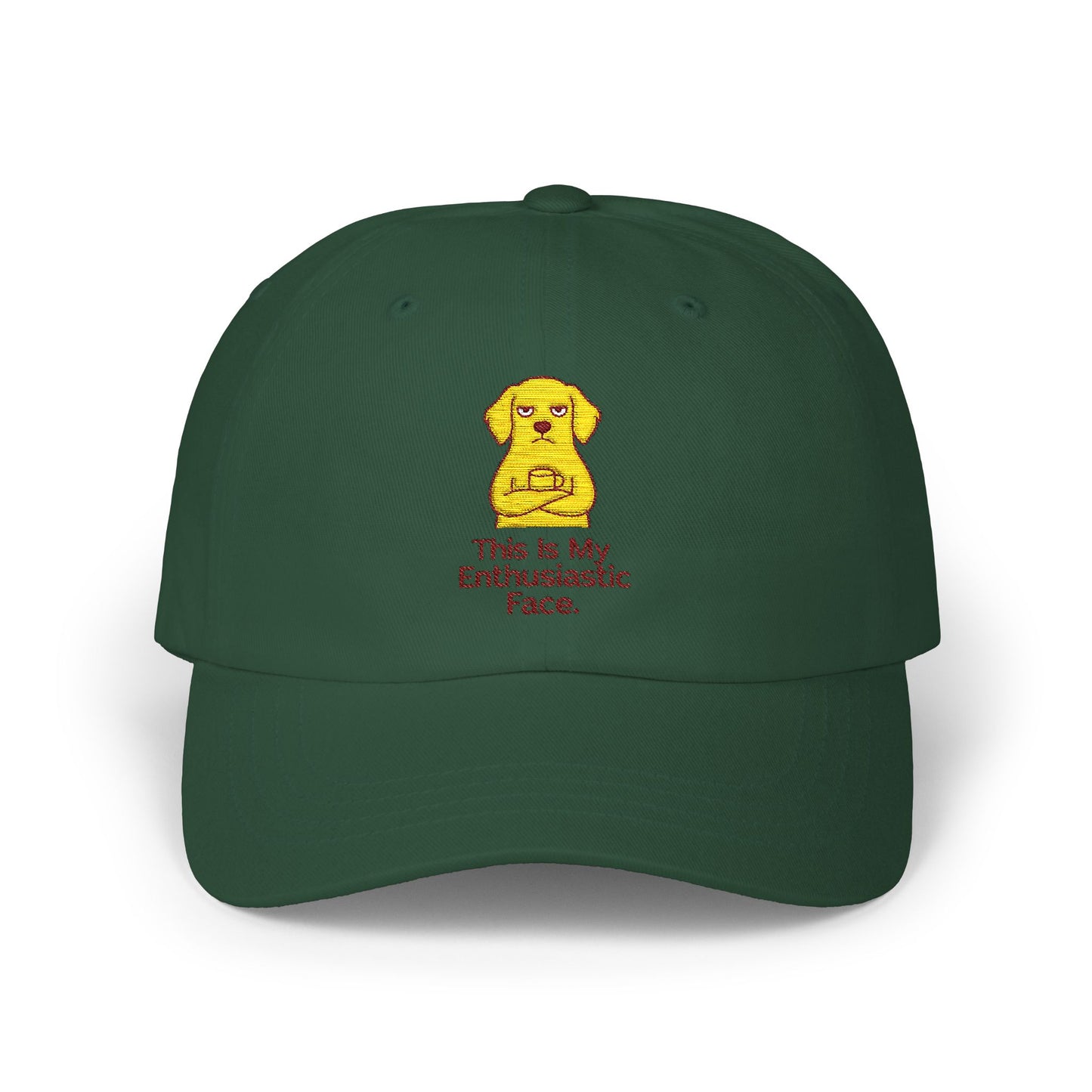 Dad Cap - "This Is My Enthusiastic Face" Embroidered Puppy Baseball Hat