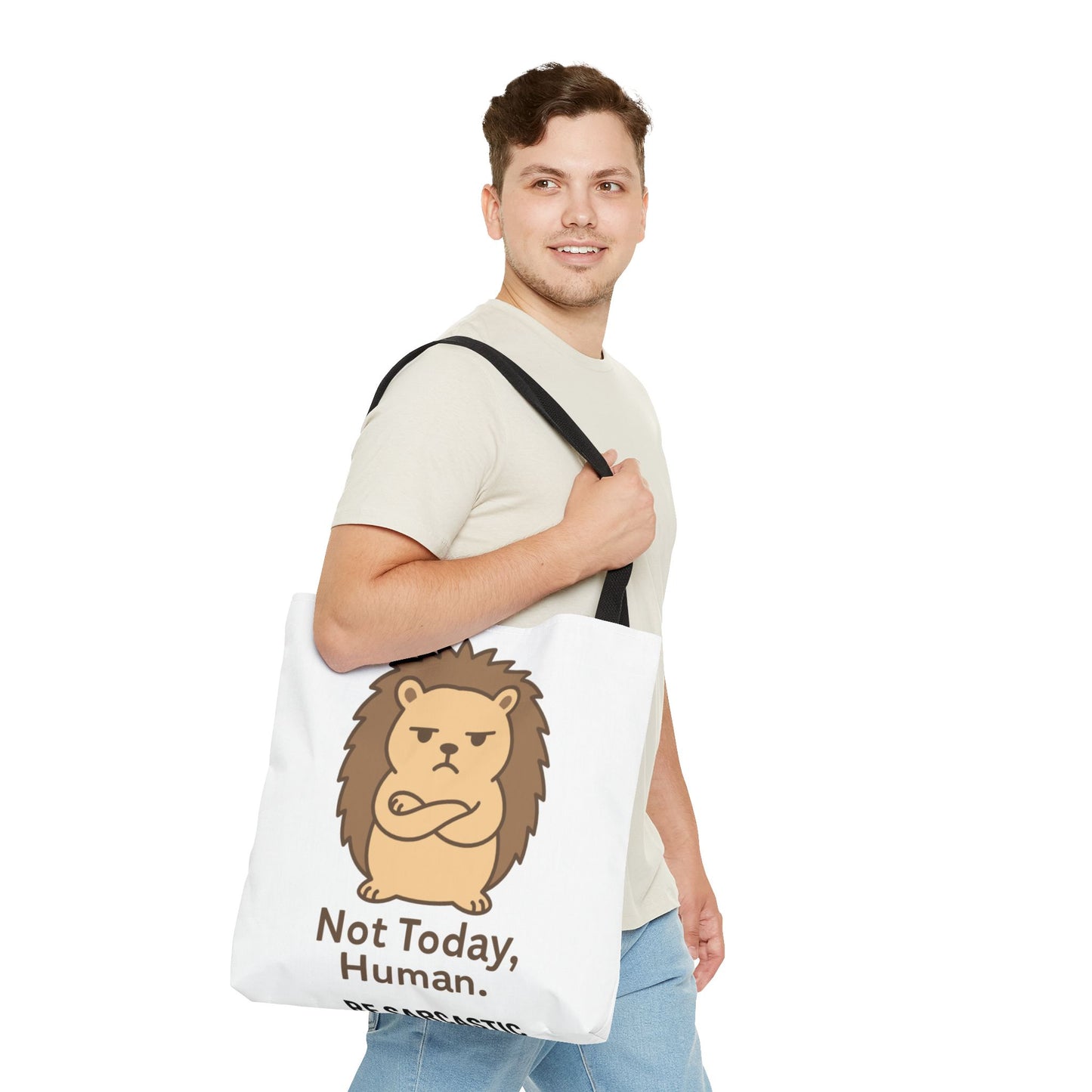 Not Today, Human. Lion Tote Bag – Cute Grumpy Animal Canvas Tote
