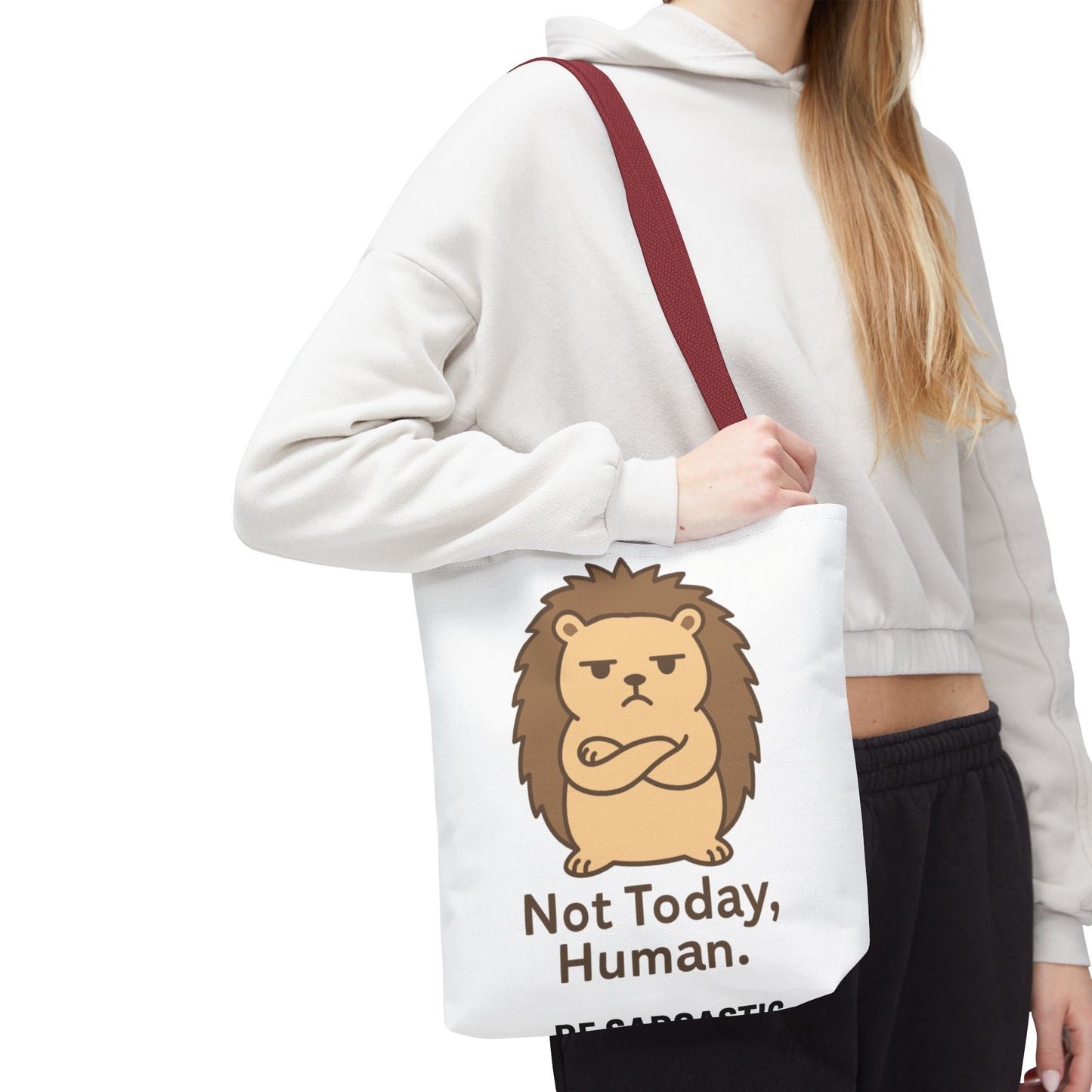 Not Today, Human. Lion Tote Bag – Cute Grumpy Animal Canvas Tote