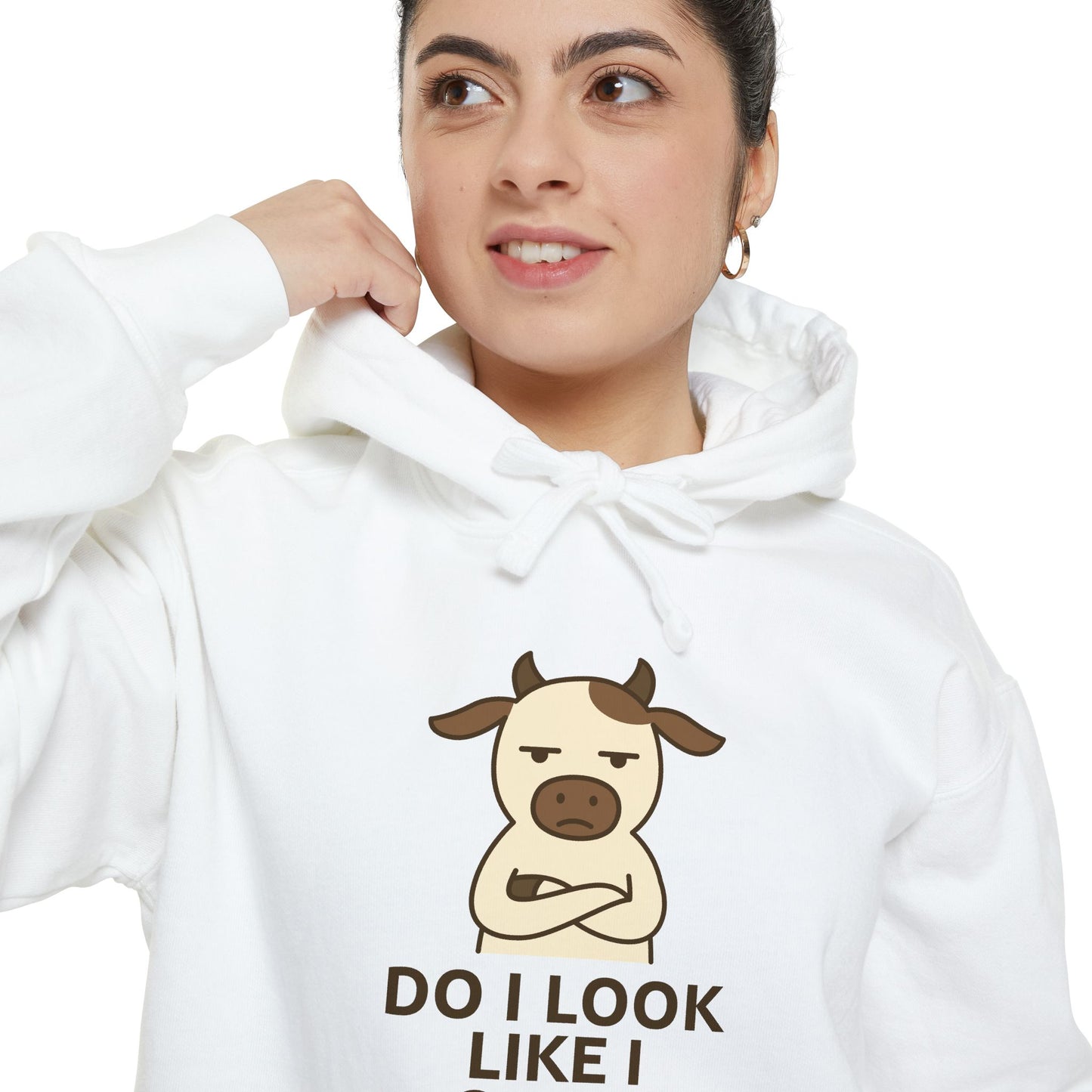 Funny Cow Hoodie — "Do I Look Like I Care" Sarcastic Farm Animal Pullover