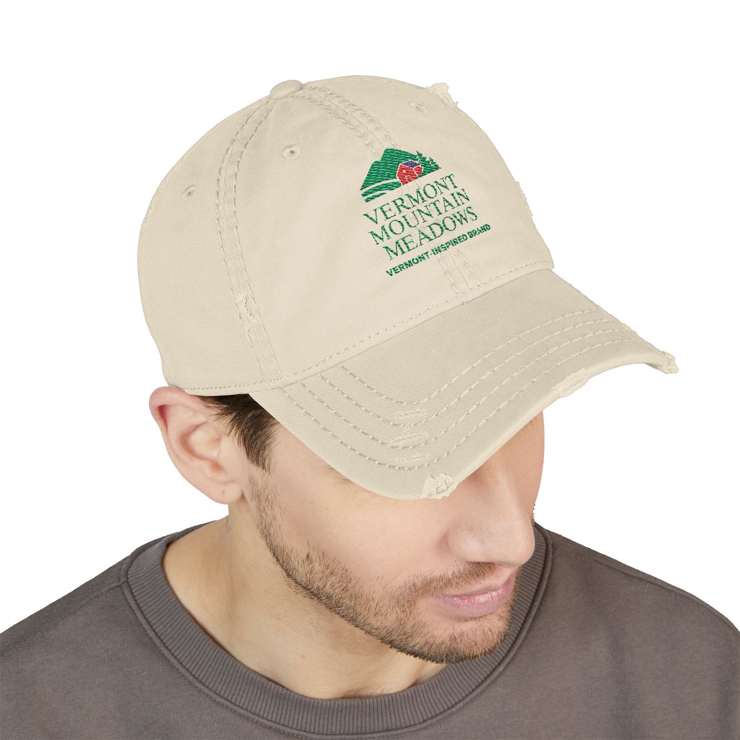 Vermont-Inspired Distressed Embroidered Dad Hat