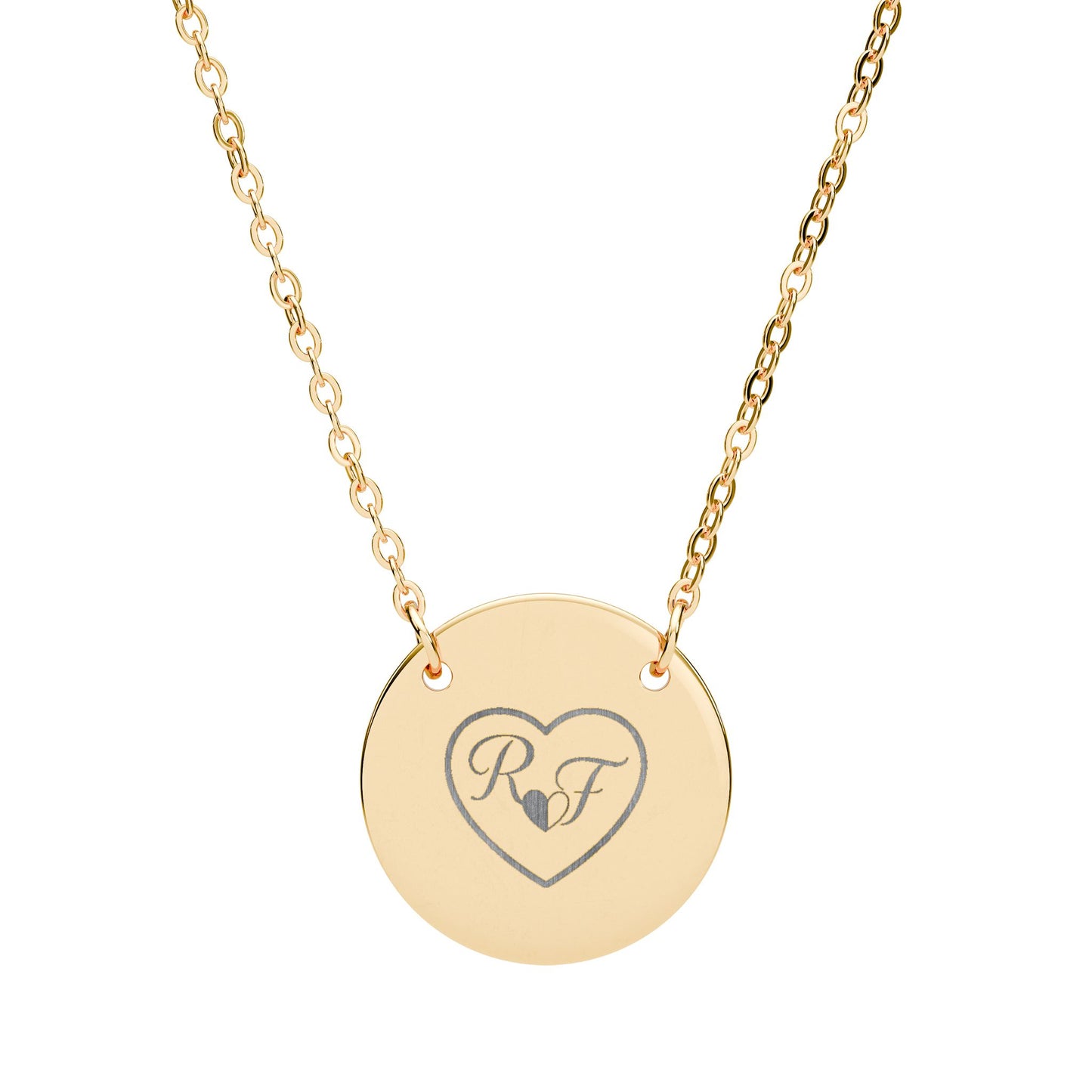 Engraved Circle Necklace — Custom Initials Couples Pendant