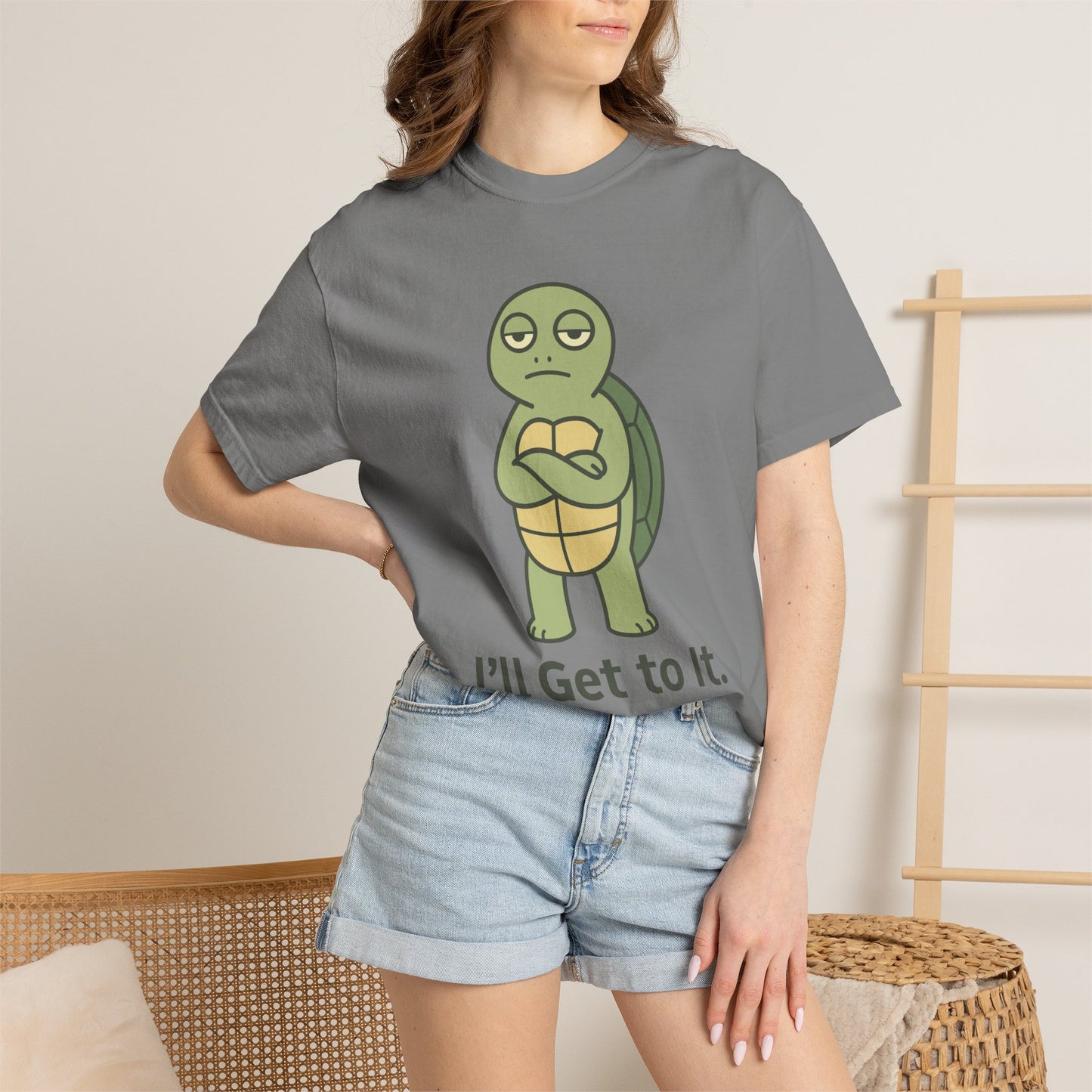 Procrastination Supreme Turtle T-Shirt — Stubborn Turtle with Arms Crossed