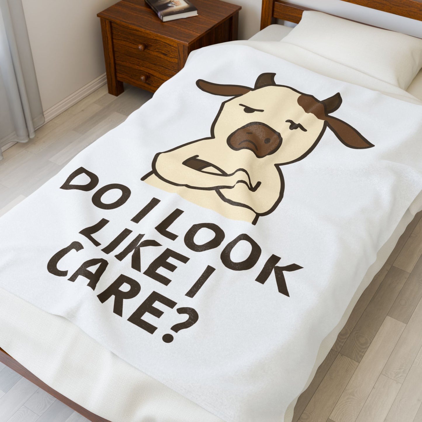 Funny Cow Saying Velveteen Plush Blanket