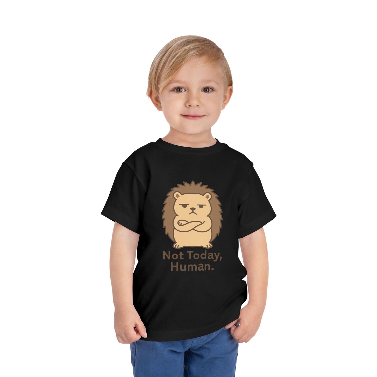 Toddler Tee — "Not Today, Human" Grumpy Hedgehog Funny Kids Shirt