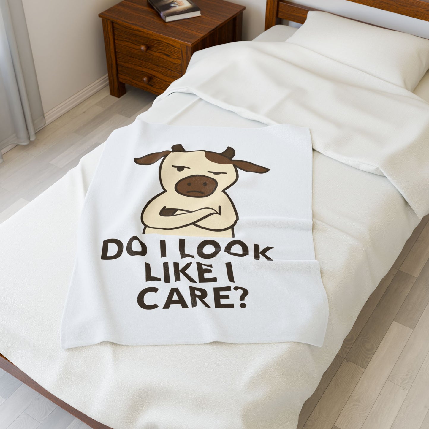 Funny Cow Saying Velveteen Plush Blanket