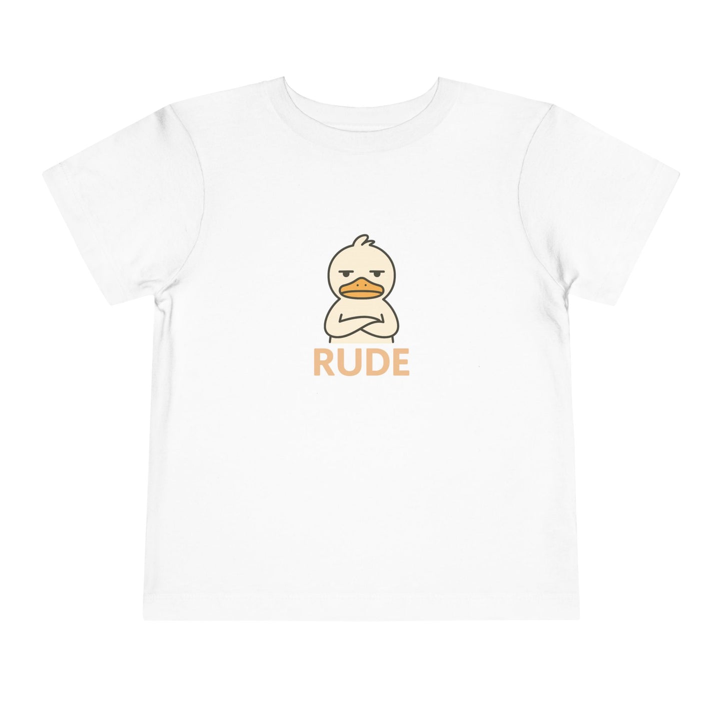 Toddler Tee — "RUDE" Grumpy Duck Kids Shirt (Playful Sarcastic Design)