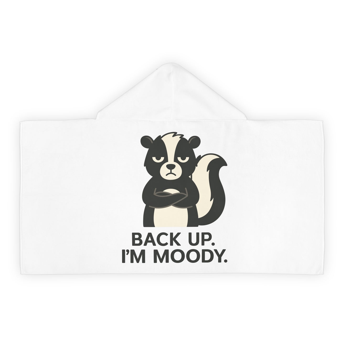 Youth Hooded Towel — Funny Skunk 'Back Off I Am Moody' Kids Hooded Towel