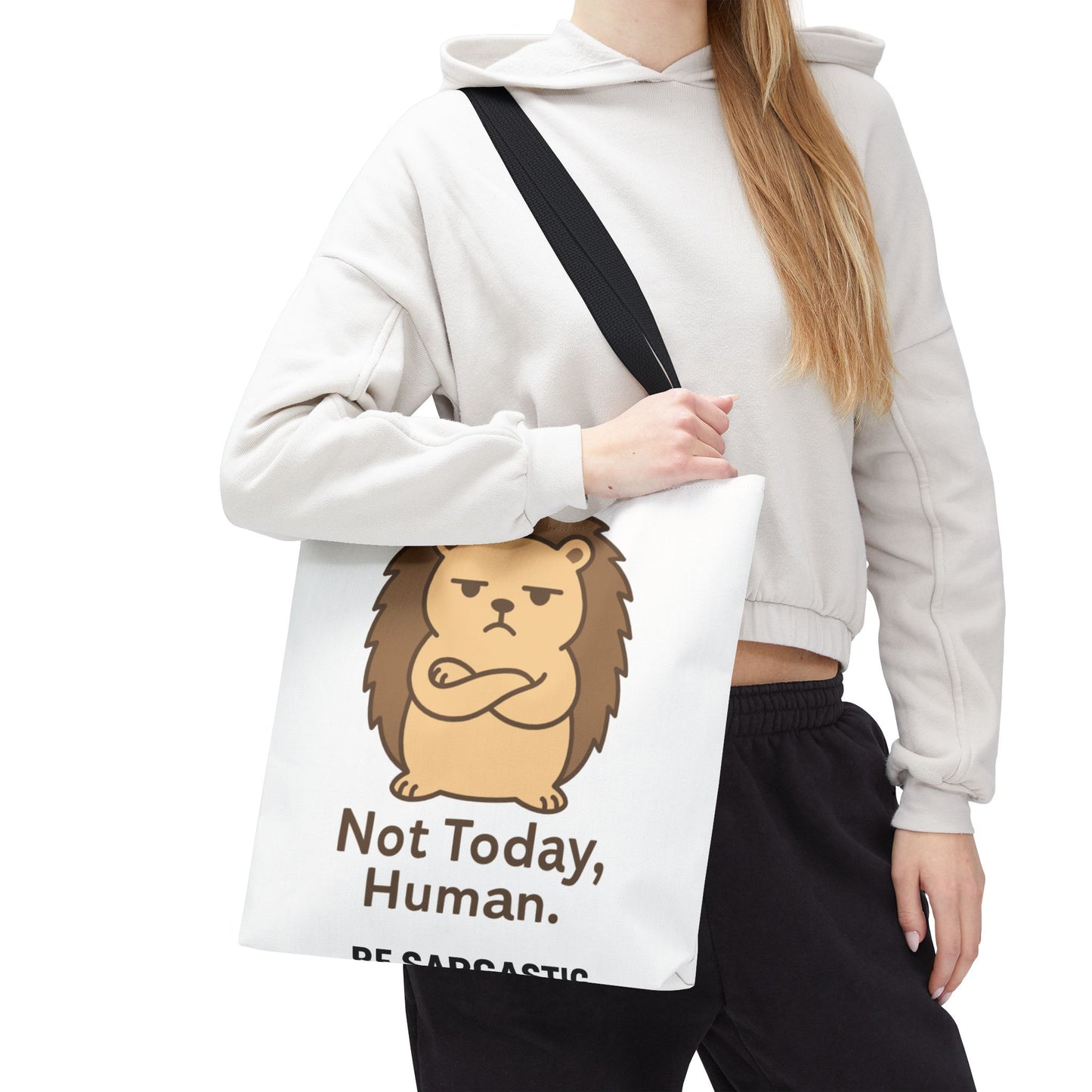 Not Today, Human. Lion Tote Bag – Cute Grumpy Animal Canvas Tote