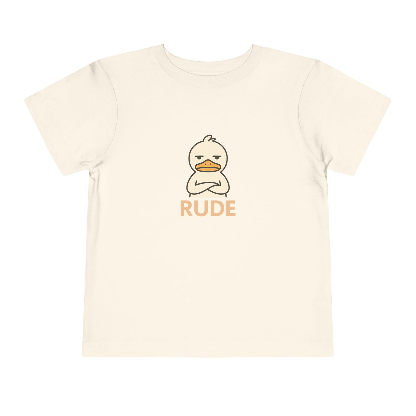 Toddler Tee — "RUDE" Grumpy Duck Kids Shirt (Playful Sarcastic Design)