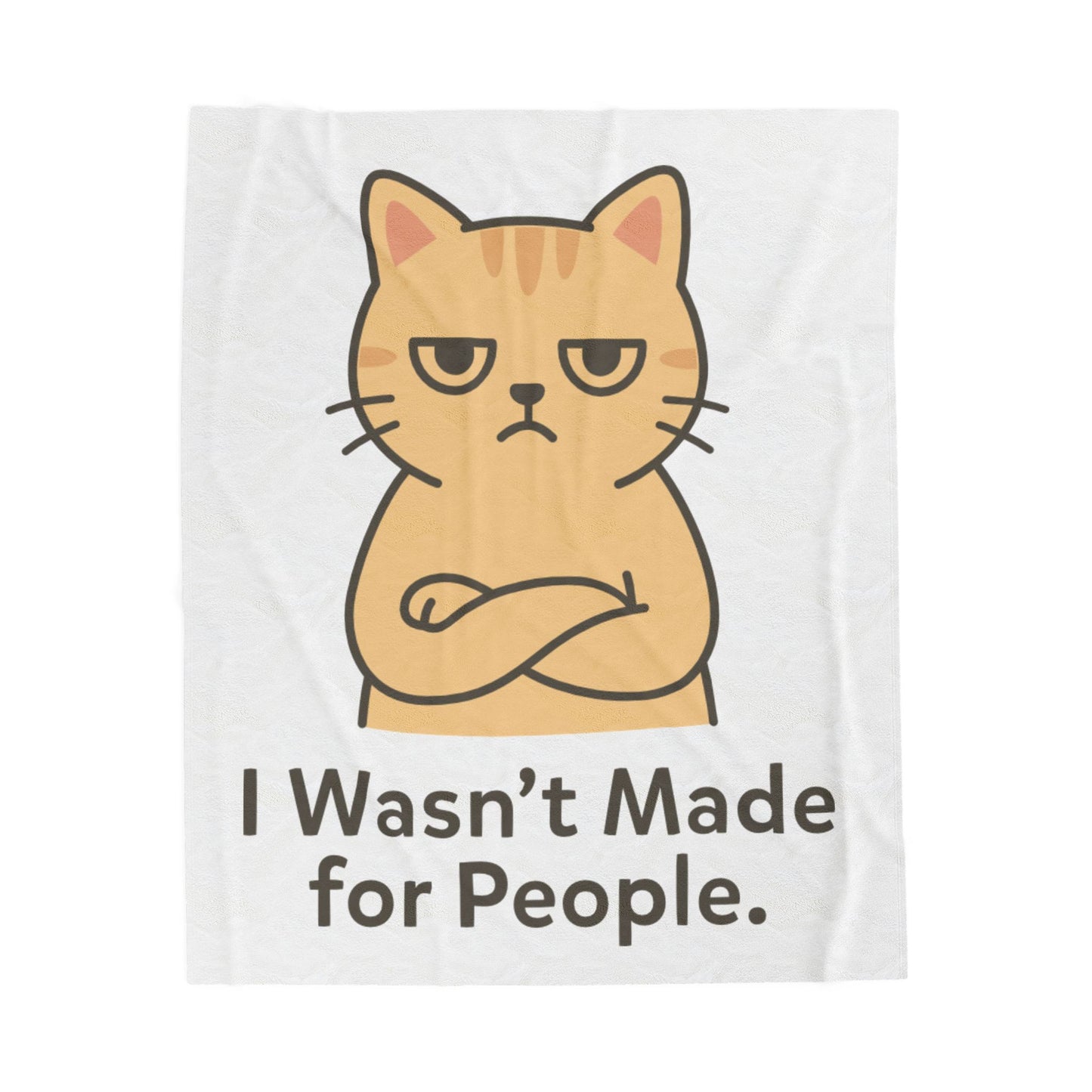 Grumpy Cat Velveteen Plush Blanket – "I Wasn't Made for People" Cozy Throw for Cat Lovers