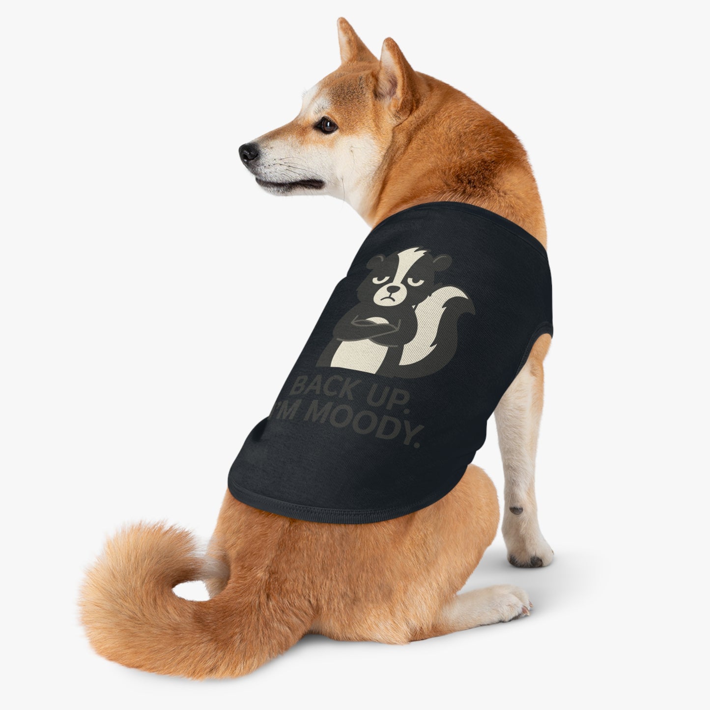 Pet Tank Top — "Back Up, I'm Moody" Skunk Graphic Dog Tank