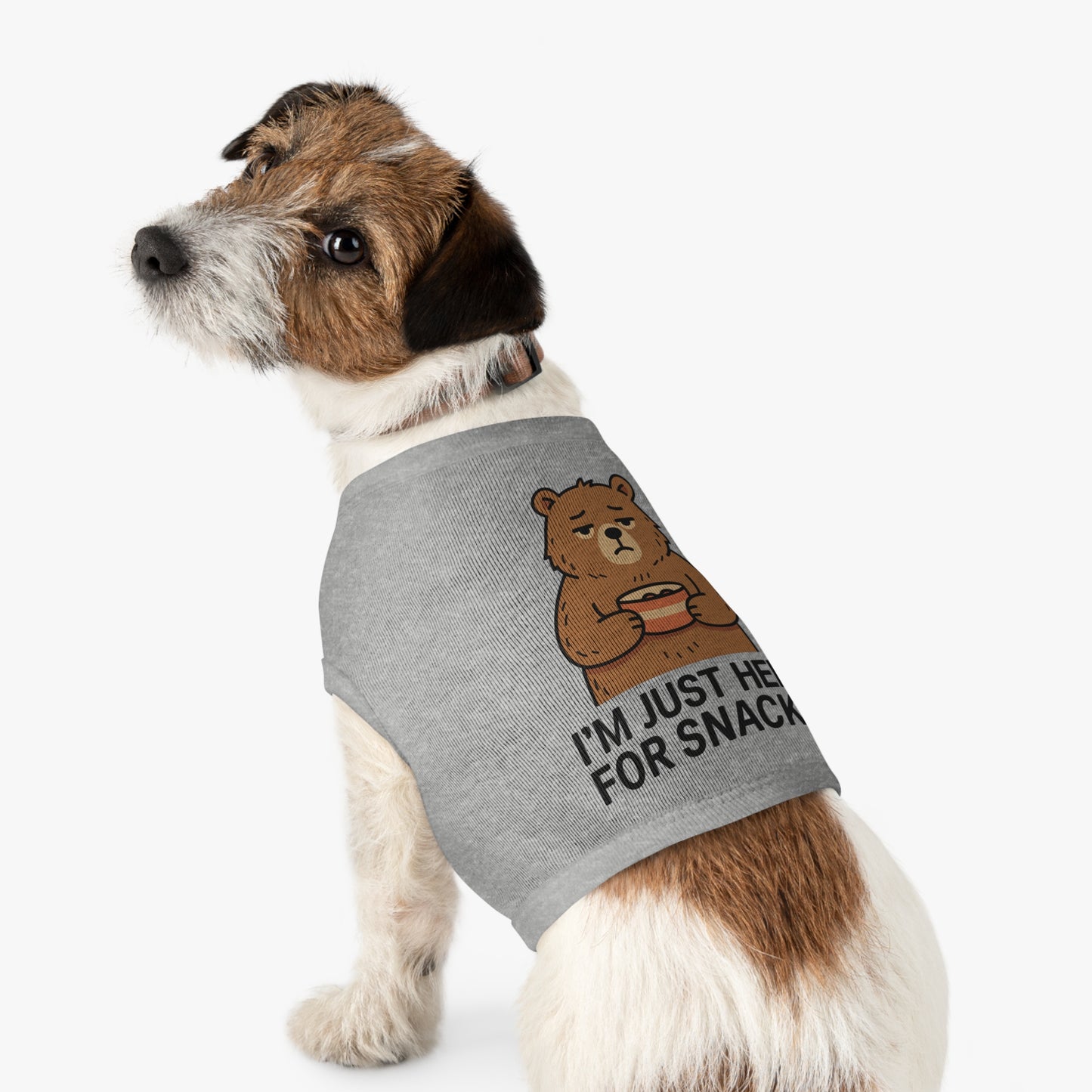 Pet Tank Top — "I'm Just Here for Snacks" Cute Bear Dog Shirt