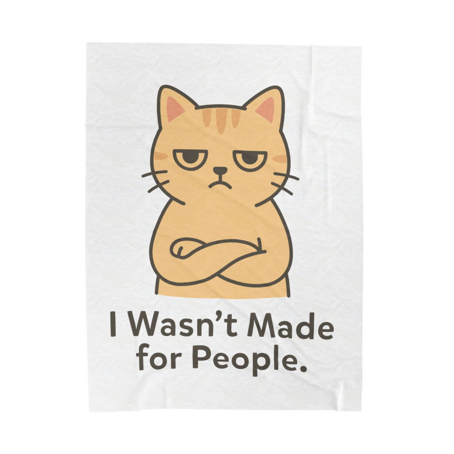 Grumpy Cat Velveteen Plush Blanket – "I Wasn't Made for People" Cozy Throw for Cat Lovers