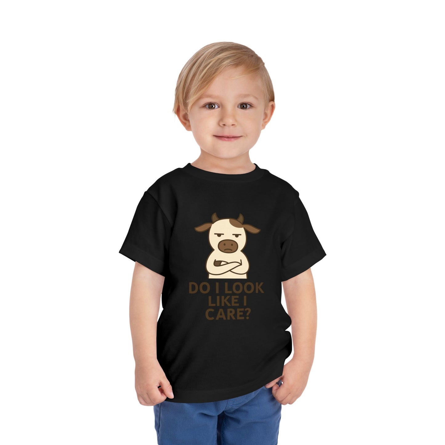 Do I Look Like I Care? Toddler Tee — Funny Sarcastic Cow Shirt for Kids