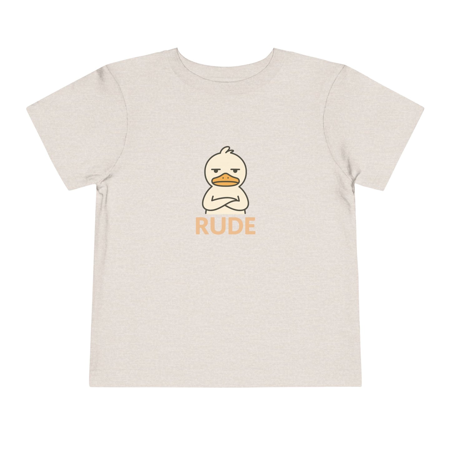 Toddler Tee — "RUDE" Grumpy Duck Kids Shirt (Playful Sarcastic Design)