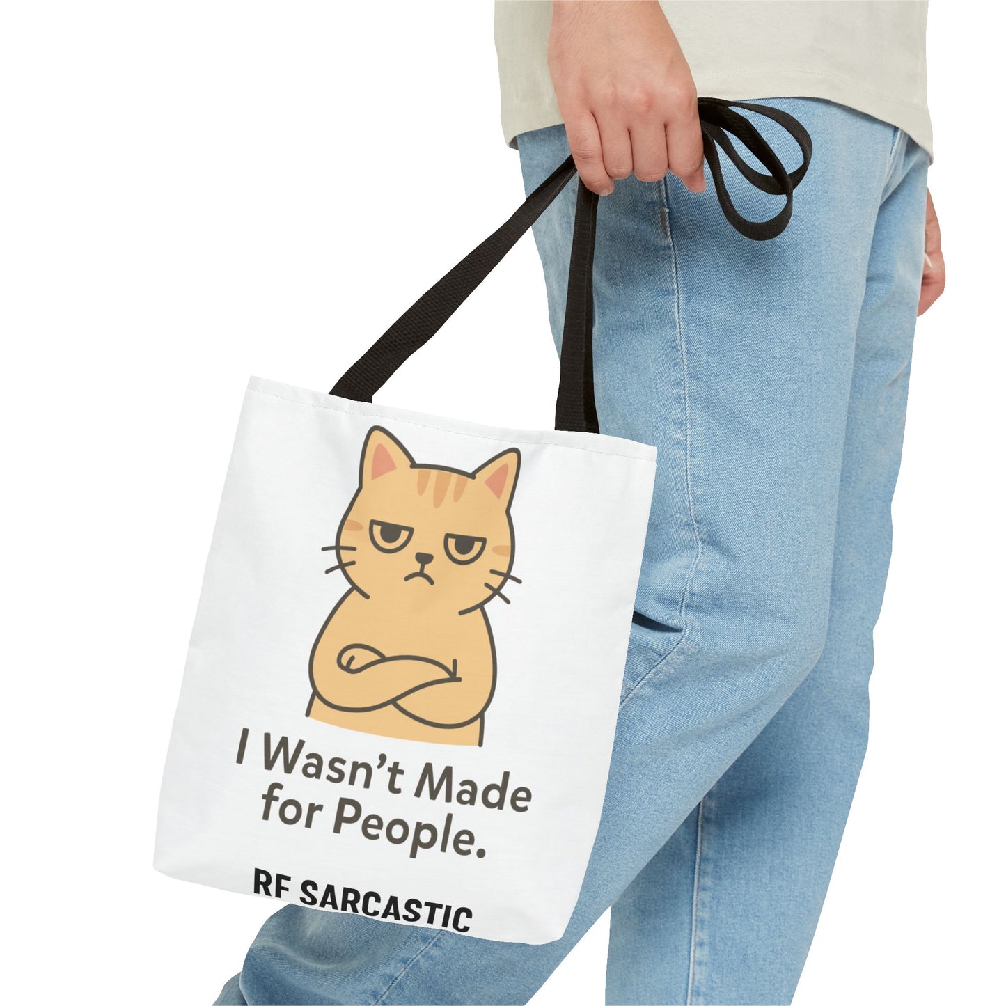 Cat Tote Bag — "I Wasn't Made for People" Funny Cat Lover Tote