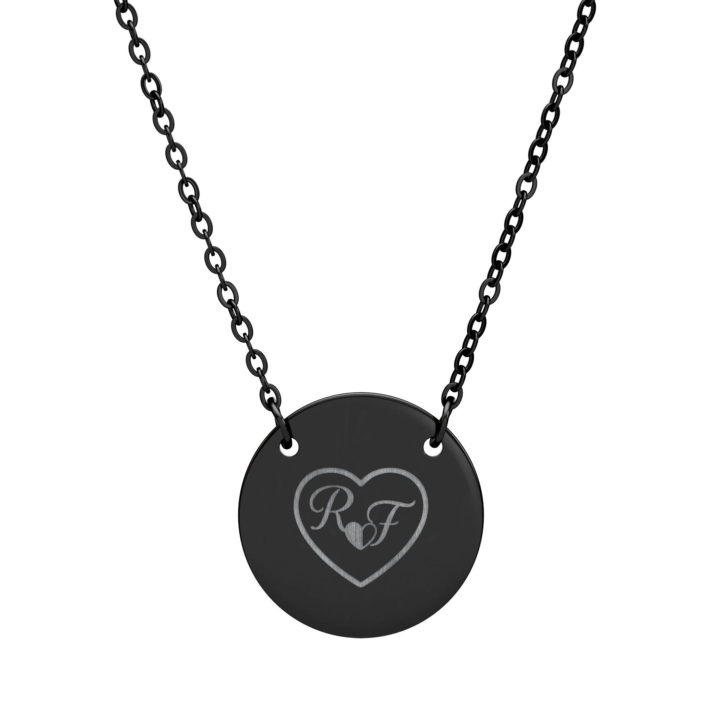 Engraved Circle Necklace — Custom Initials Couples Pendant
