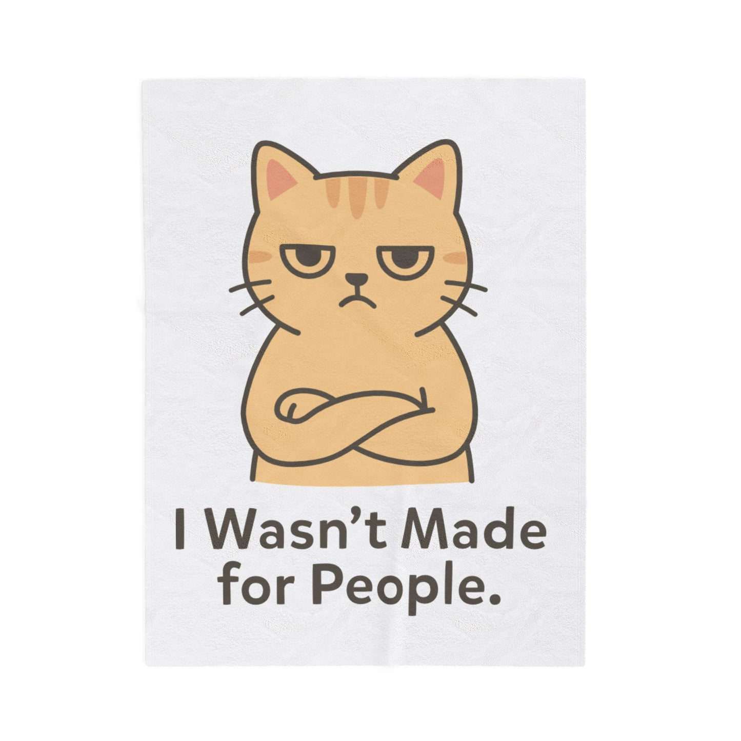 Grumpy Cat Velveteen Plush Blanket – "I Wasn't Made for People" Cozy Throw for Cat Lovers