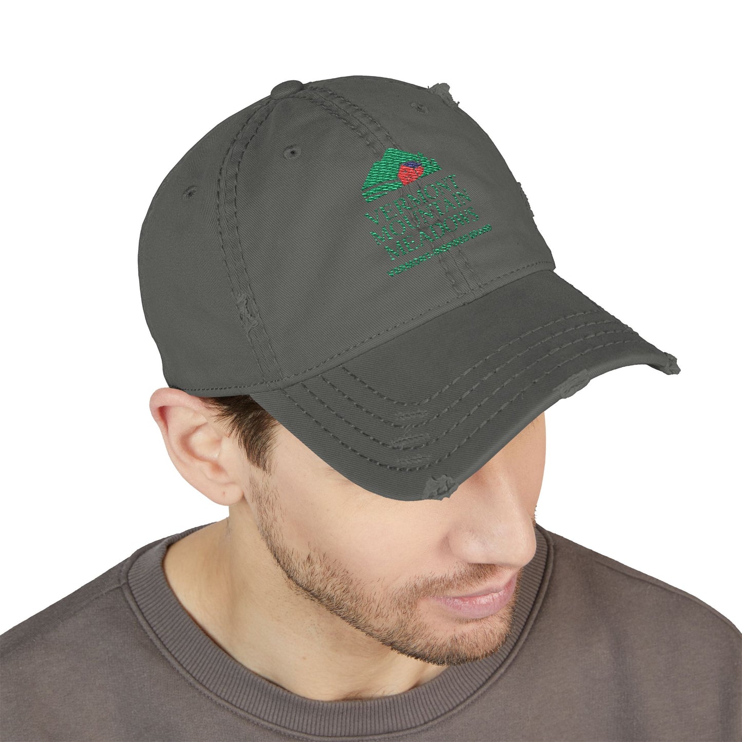 Vermont-Inspired Distressed Embroidered Dad Hat