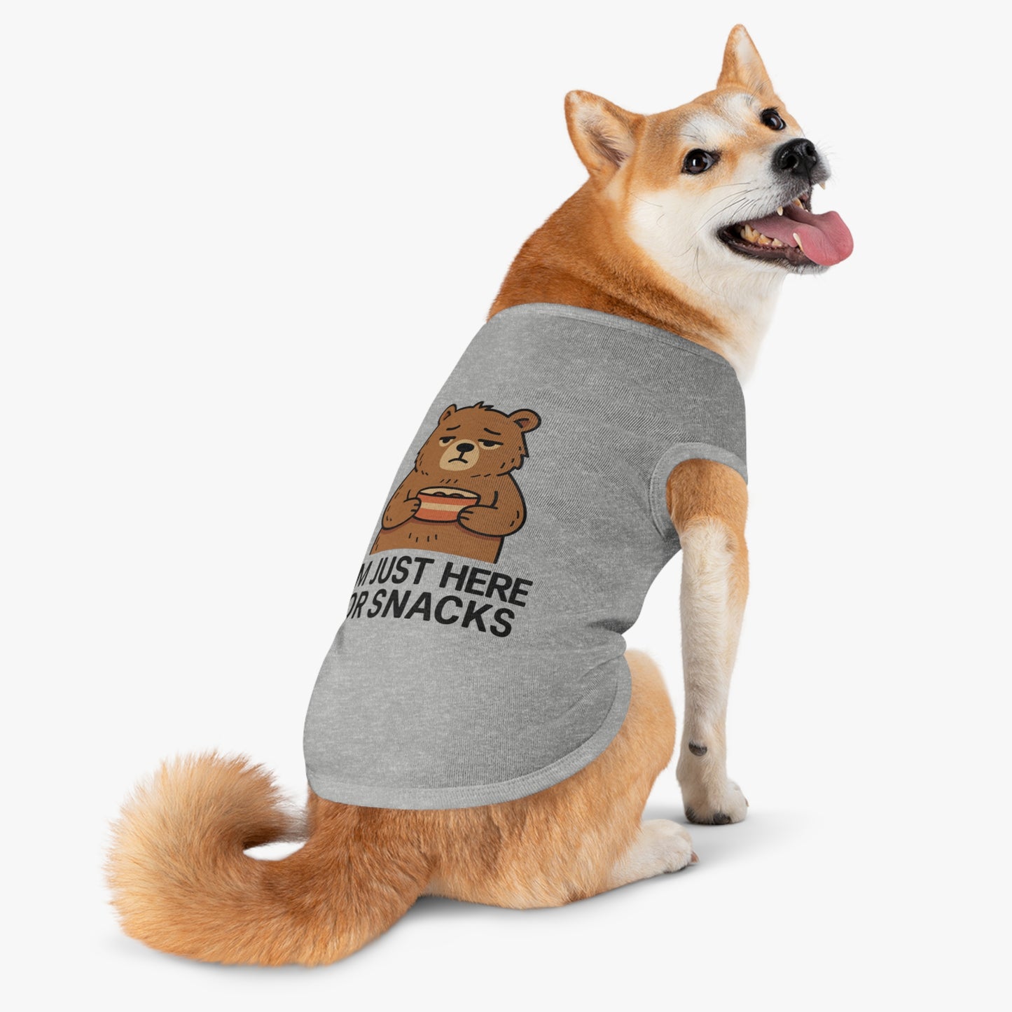 Pet Tank Top — "I'm Just Here for Snacks" Cute Bear Dog Shirt