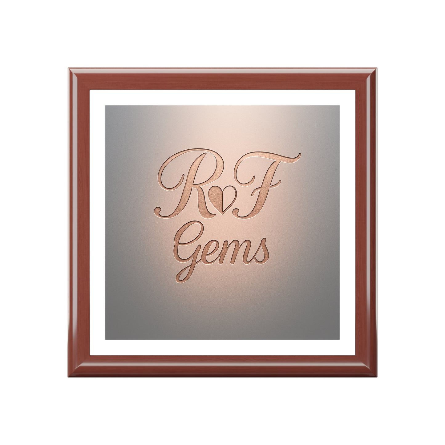 Engraved RF Gems Jewelry Box — Personalized Rose Gold Monogram Keepsake Box